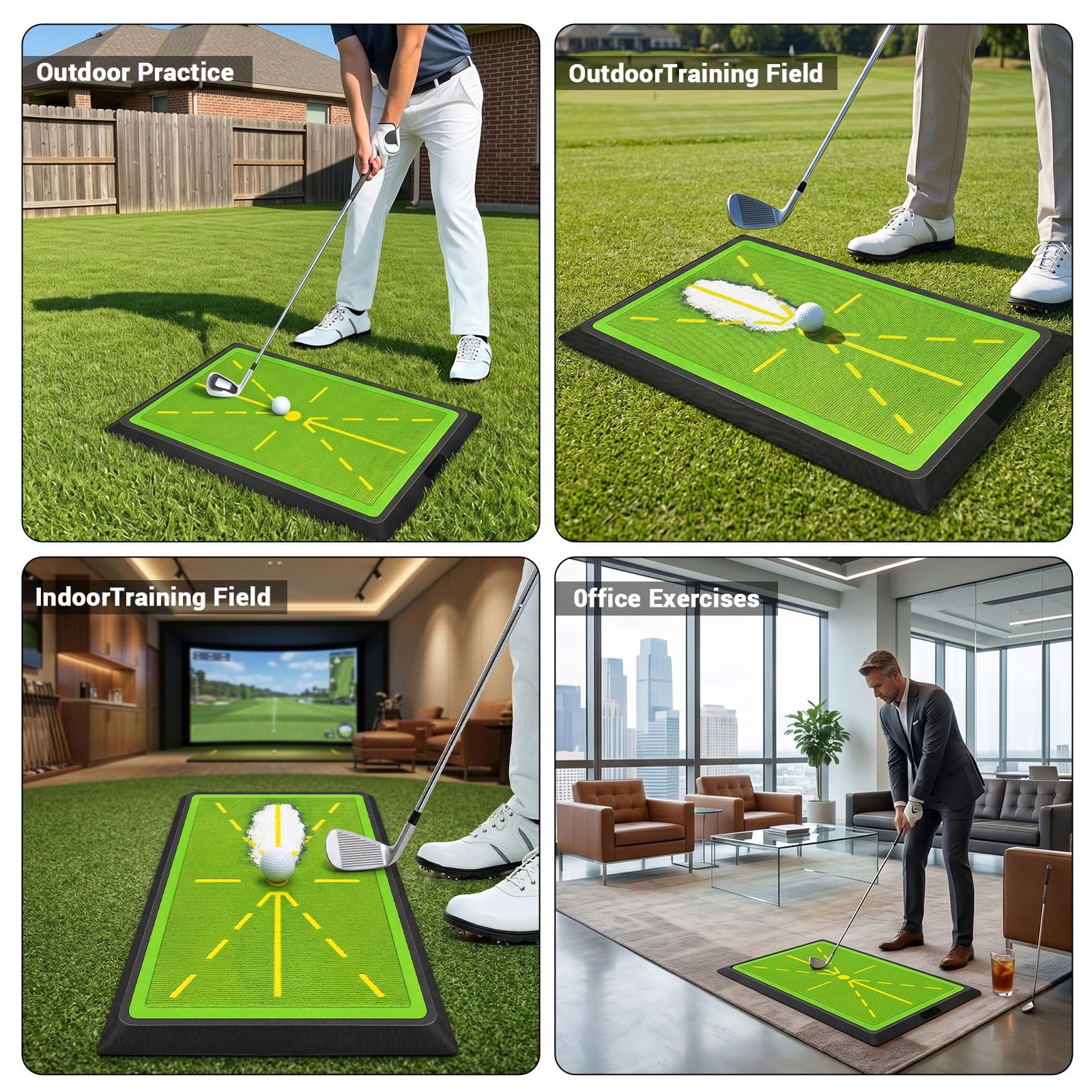 Golf-Trainingsmatte Golfschaukelmatte, Golf-Schwingmatte, Übungsmatte Mit Rutschfester Gummibasis für Driver, Eisen, Chippen, Indoor Outdoor Trainingsmatte Für Anfänger Fortgeschrittene