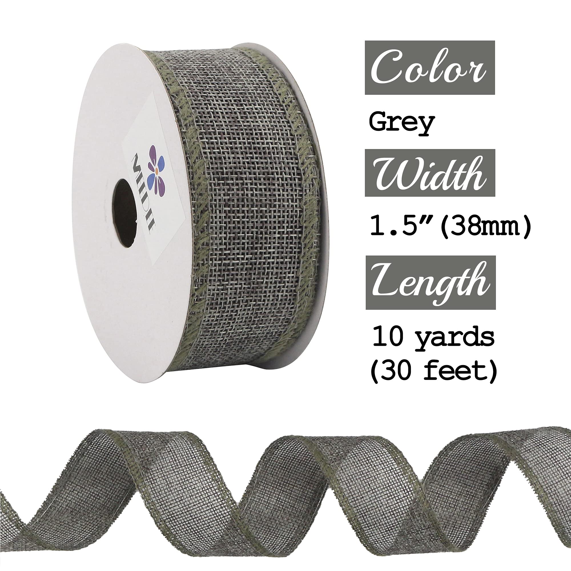 JaoZuyard Burgundy Burlap Ribbon – 1.5” Wide Wired Edge Craft Ribbon, 10 Yards
