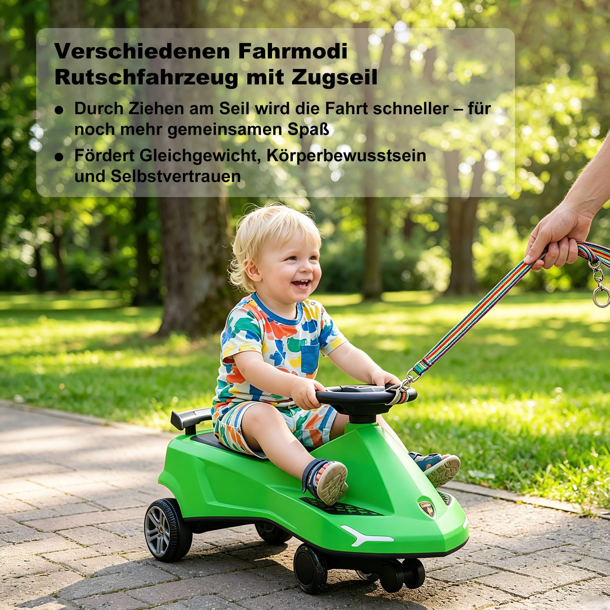 Rutschauto für Kinder ab 3 Jahren, TwistCar Wiggle Car Wackelauto Rutschfahrzeug mit Leuchtrollen, Musik & Stauraum, BPA frei, 2-Sitzer bis 100 kg