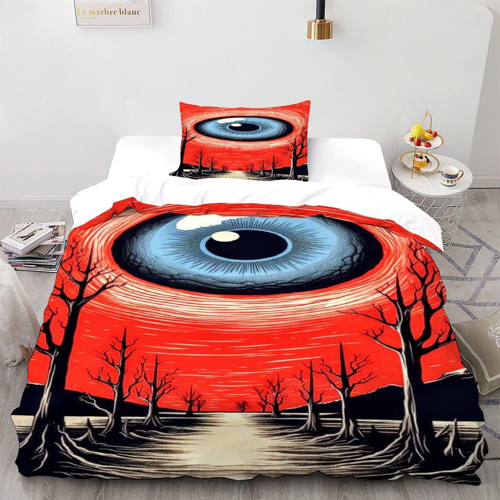 Ensemble de couette 135x200 géométrie moderne lit single avec fermeture à glissière adulte