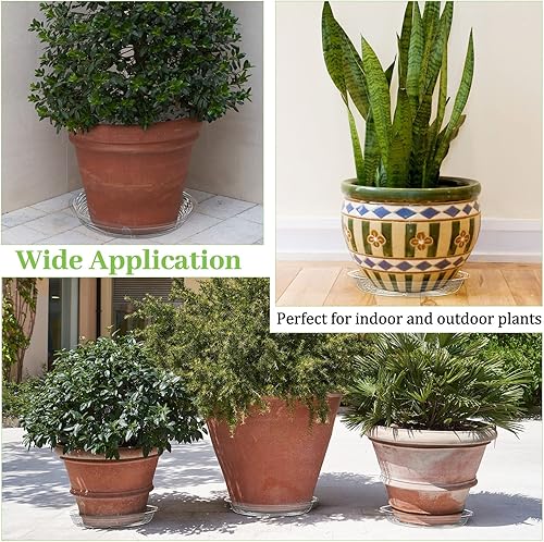 Miniatura 7 de Shellwei Paquete de 18 platillos de plástico de 16 pulgadas, bandejas de goteo extra grandes para macetas transparentes, bandeja de goteo para