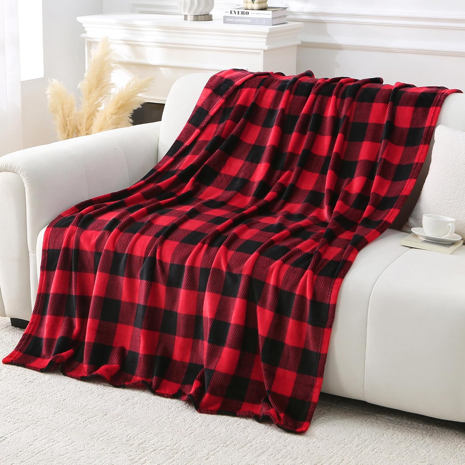 Viviland Checkered Blanket Queen Size - Soft Fuzzy Cozy Buffalo Plaid Microfiber Blanket for Bed, 90x90 Inches - Image 8