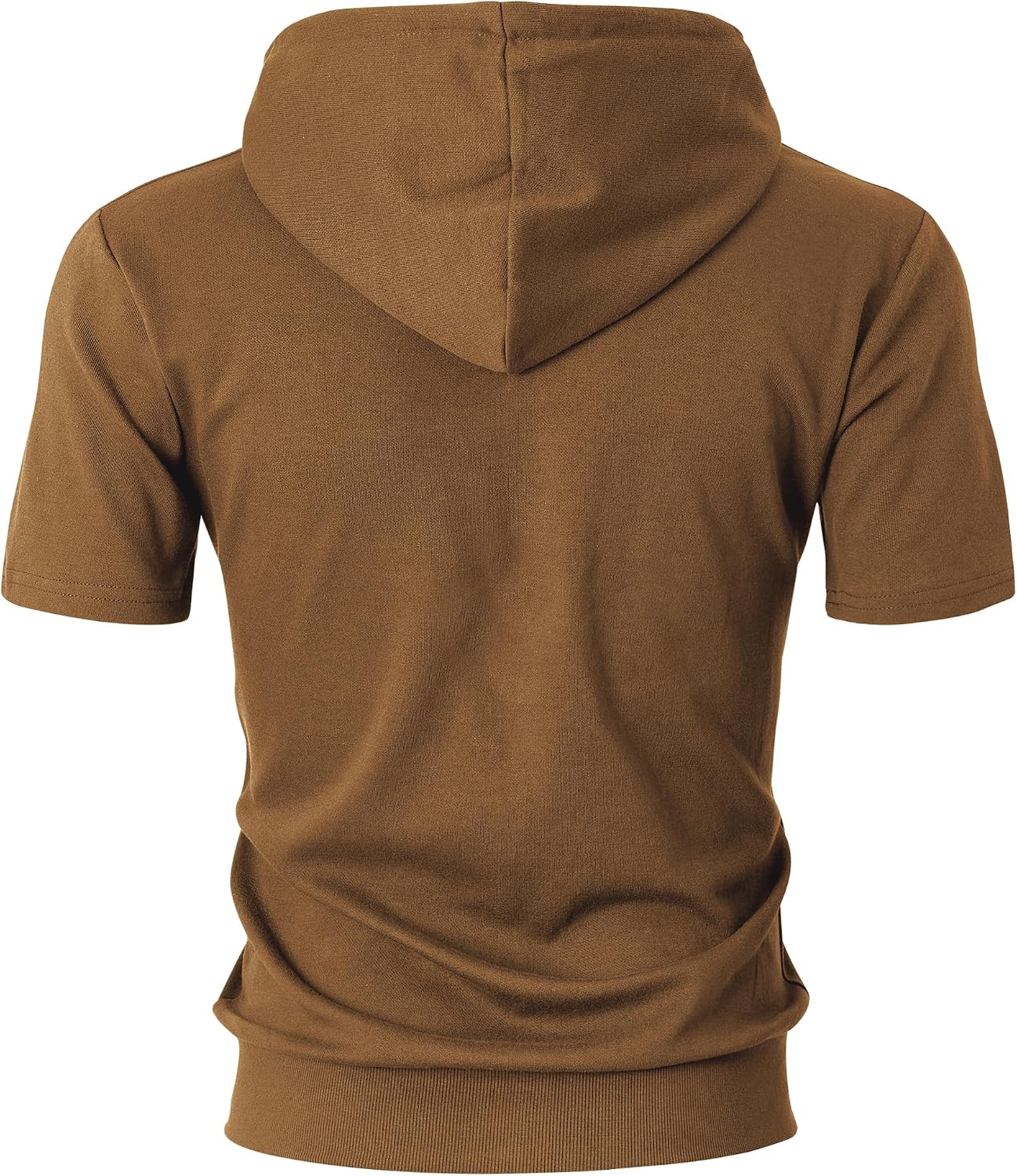 Ohoo Mens Slim Fit Zip up Hoodie Cotton Blend Soft Fabric Short Sleeve Lightweight Comfy Basic Jacket with Kanga Pocket