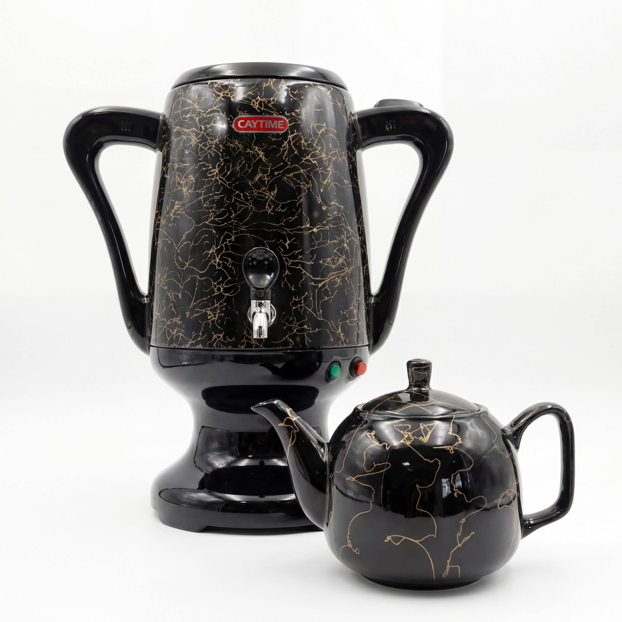 Samowar Semaver 3,5 l zaparzacz do herbaty ze stali nierdzewnej z czarnym dzbankiem ceramicznym/elektrycznym samowar o nowoczesnym wzornictwie