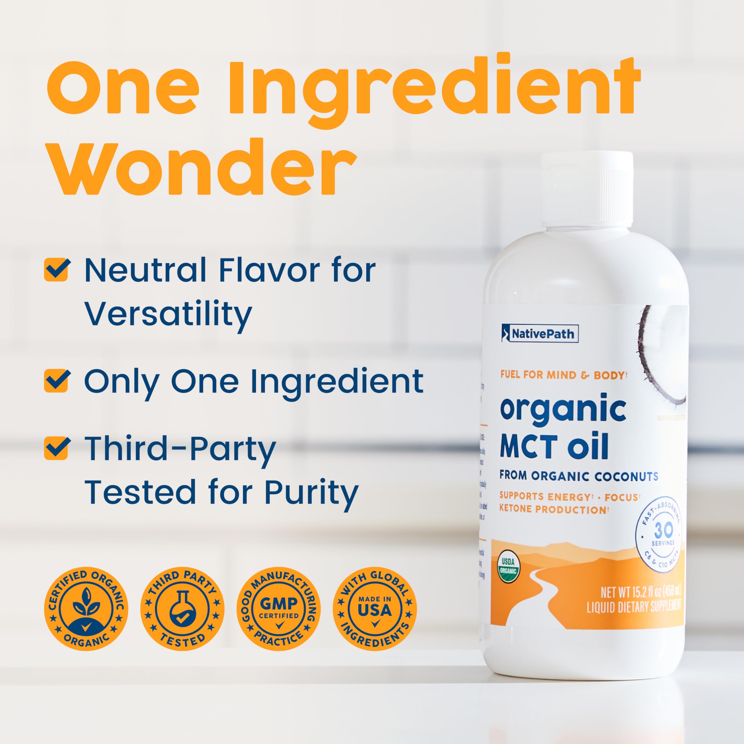 Amazon.com: NativePath MCT Oil, Organic, C8 & C10, Flavorless, 30
