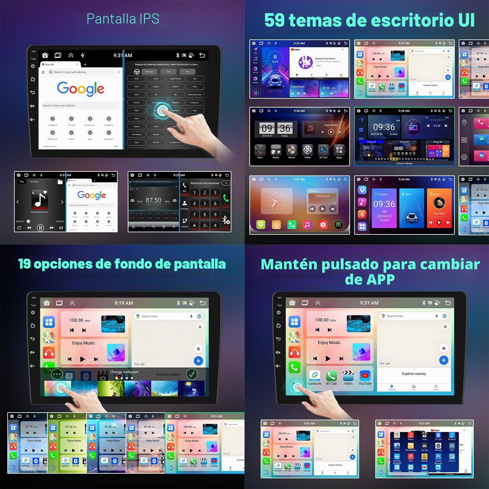 8 Core 4GB+64GB Carplay Radio para Citroen C4 B7 C4L DS4 2013-2017, Hodozzy 10 Pulgadas Pantalla Táctil Carplay y Android AutoInalámbrico, Android Radio 2 DIN con Bluetooth GPS DSP WiFi FM RDS Cámara