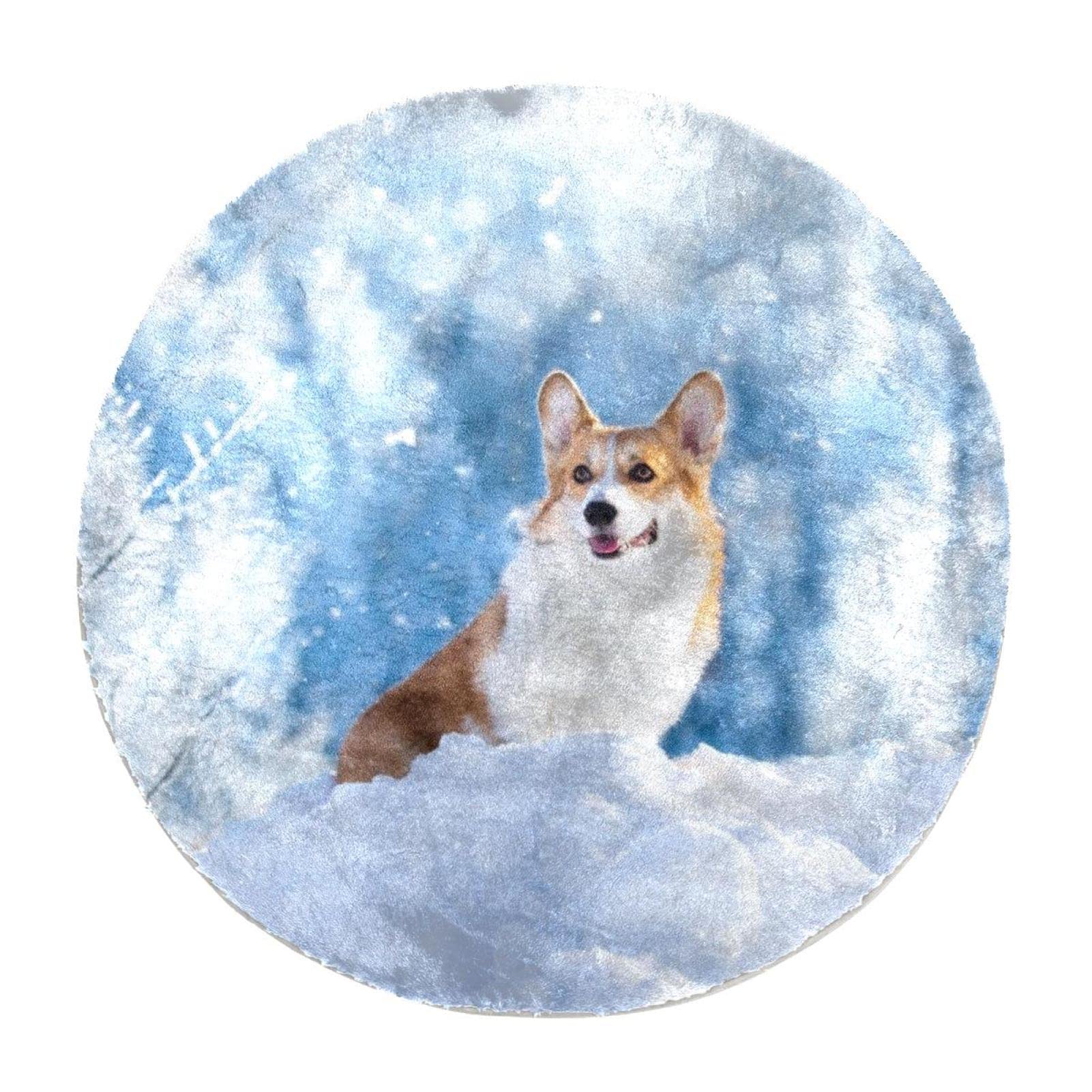 Tapis rond à poils longs 60x60 cm blanc écru pour chambre à coucher et salon