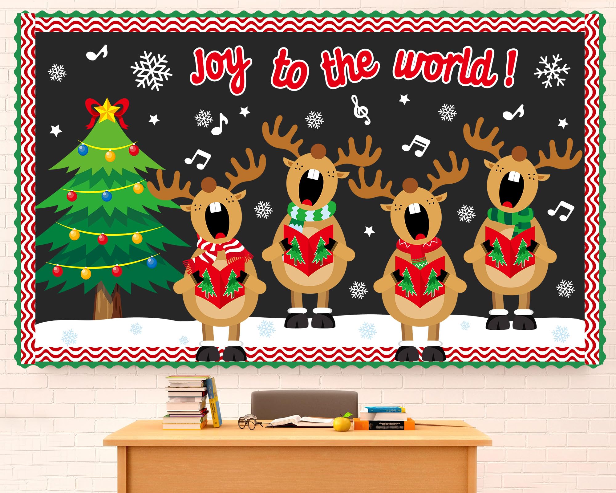Christmas Bulletin Board Set Winter Christmas Classroom Decoration Kit Reindeer Xmas Tree Cutouts for Xams Holiday School Blackboard Chalkbaord Home