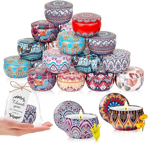 KaGrbves Juego de 24 velas perfumadas de cera de soja para aromaterapia para el hogar, regalo de cumpleaños para mujeres, bodas, baby shower o