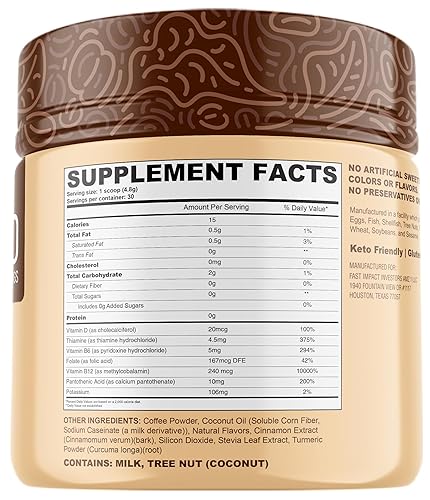 Vista 25 de Keto Vitals Café en polvo instantáneo Keto con aceite MCT y vitaminas, bajo en calorías, bajo en carbohidratos, sin edulcorantes artificiales, apoyo