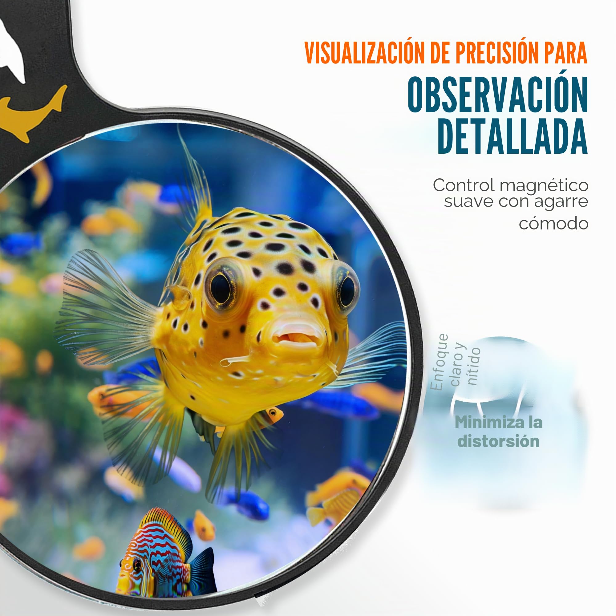 Flipper DeepSee Visor magnético para Acuario – Lupa para pecera de 5 Pulgadas