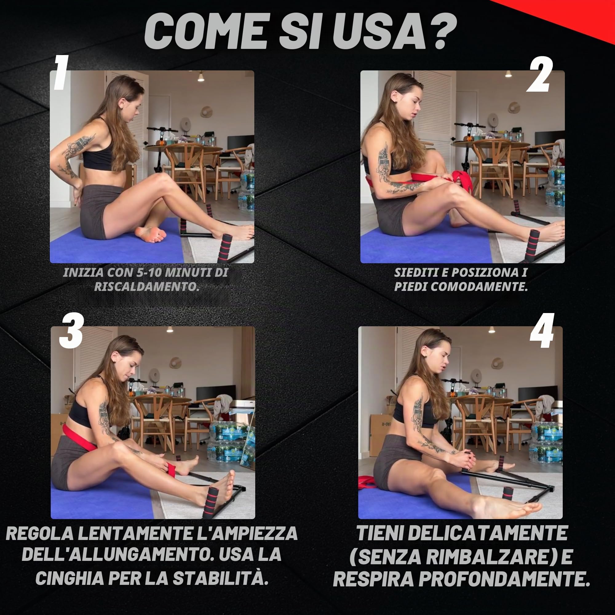 Divaricatore Gambe per Stretching fino a 180° - Regolabile 6 Livelli Attrezzo Interno Coscia per Spaccata, Stretching Attrezzi, Collo del Piede Attrezzo Danza e Arti Marziali, Acciaio Inox