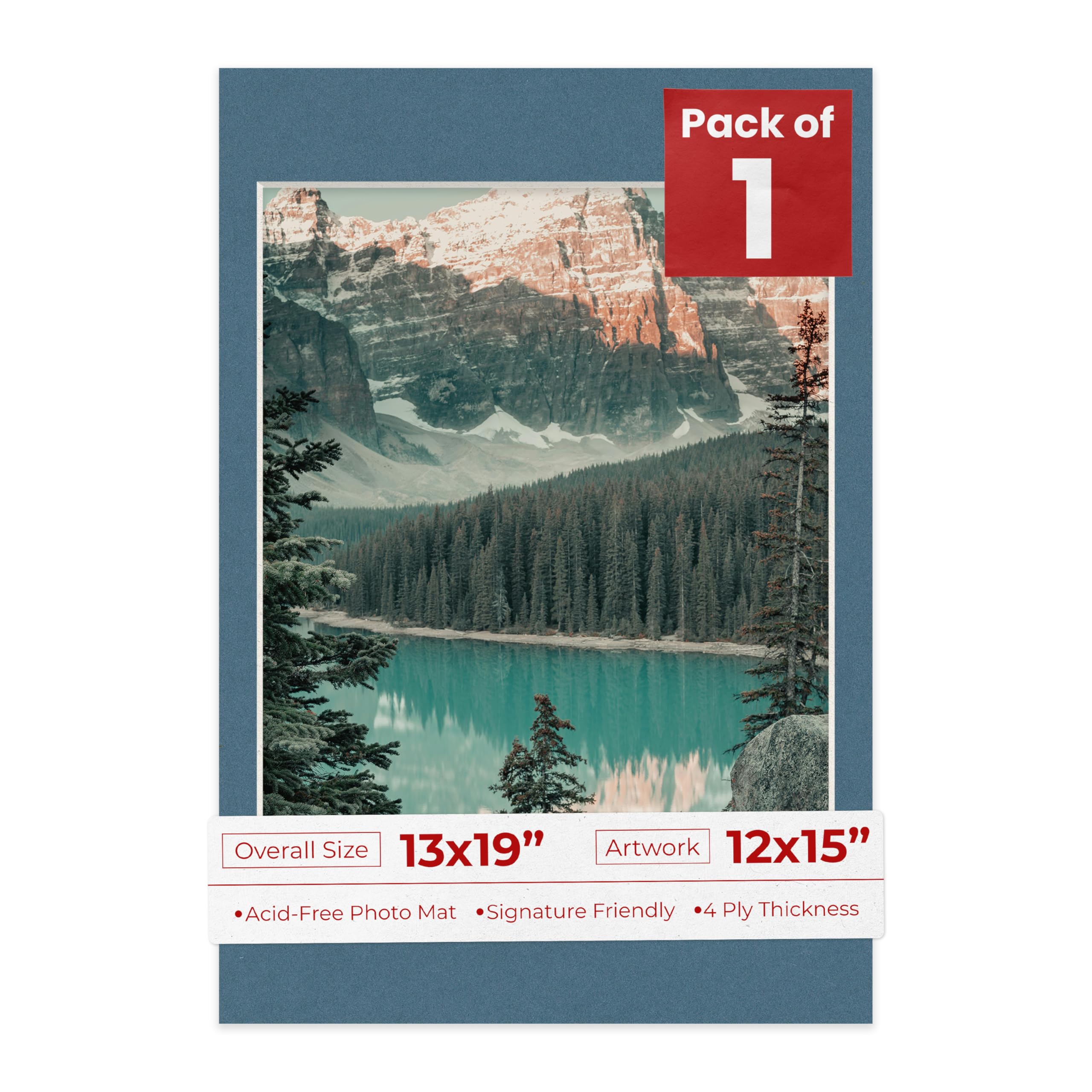 13x19 Mat Bevel Cut for 12x15 Photos - Acid Free Steel Blue Precut Matboard - For Pictures, Photos, Framing - 4-ply Thickness-image-19
