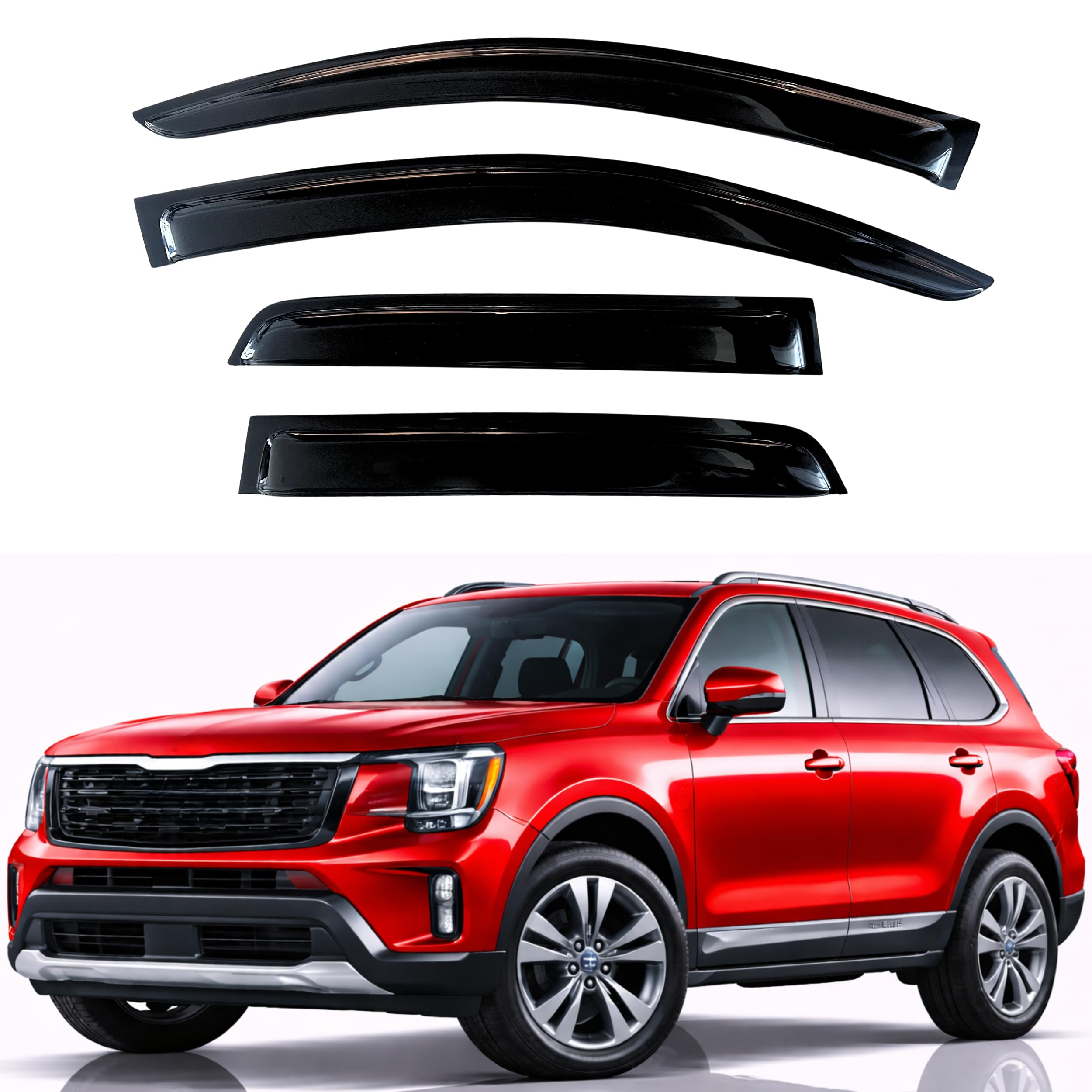 KPY Rain Guards Fit for 2020-2026 Kia Telluride, Out-Channel Window Visors Vent Wind Deflectors 4PC, Car Accessories for 20-26 Telluride