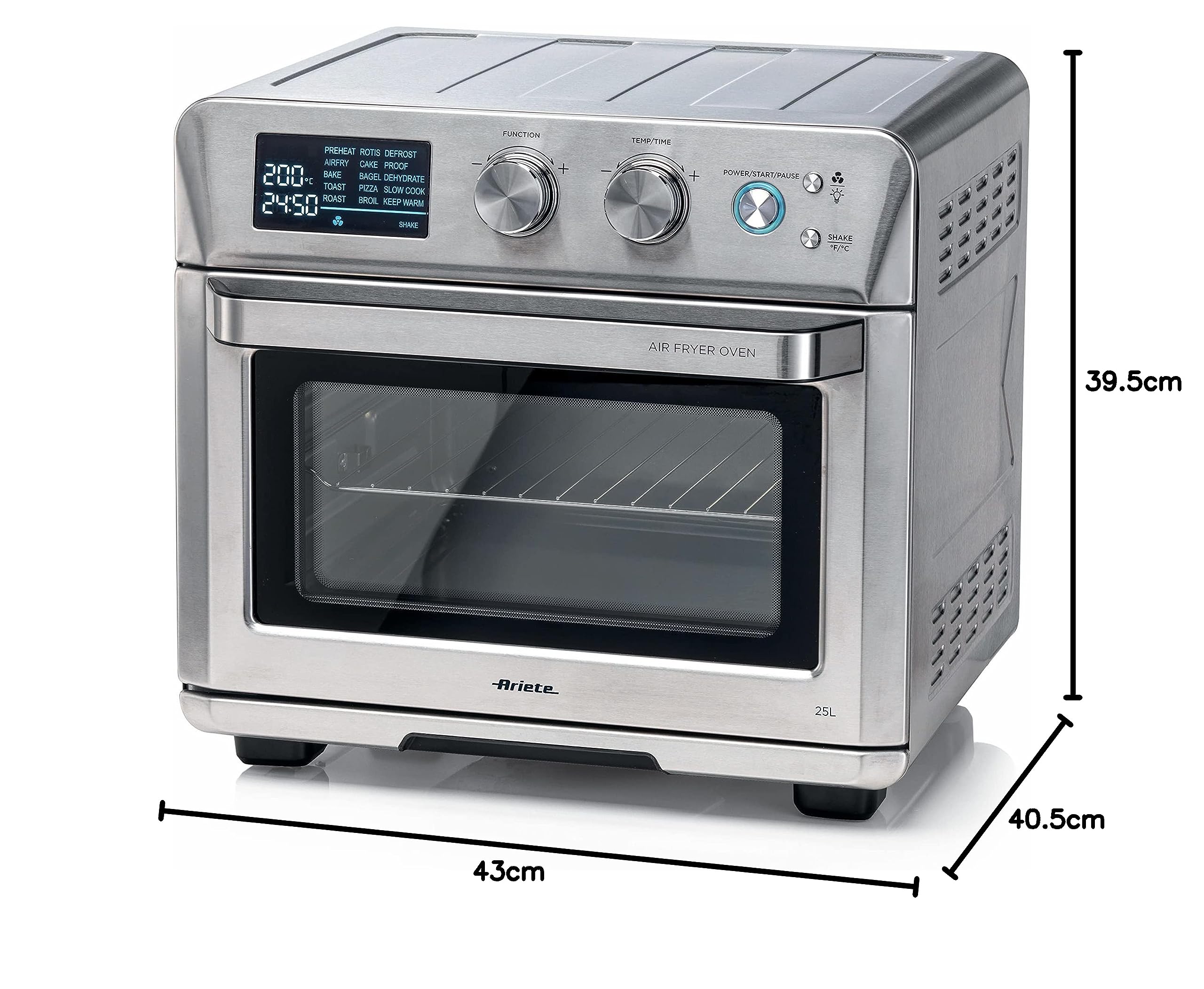 Ariete 4629 Forno + Friggitrice ad Aria 25L, 1700 W, Capacità 25L, 15 funzioni di cottura, Multifunzione, Temperatura fino a 230°, Silver