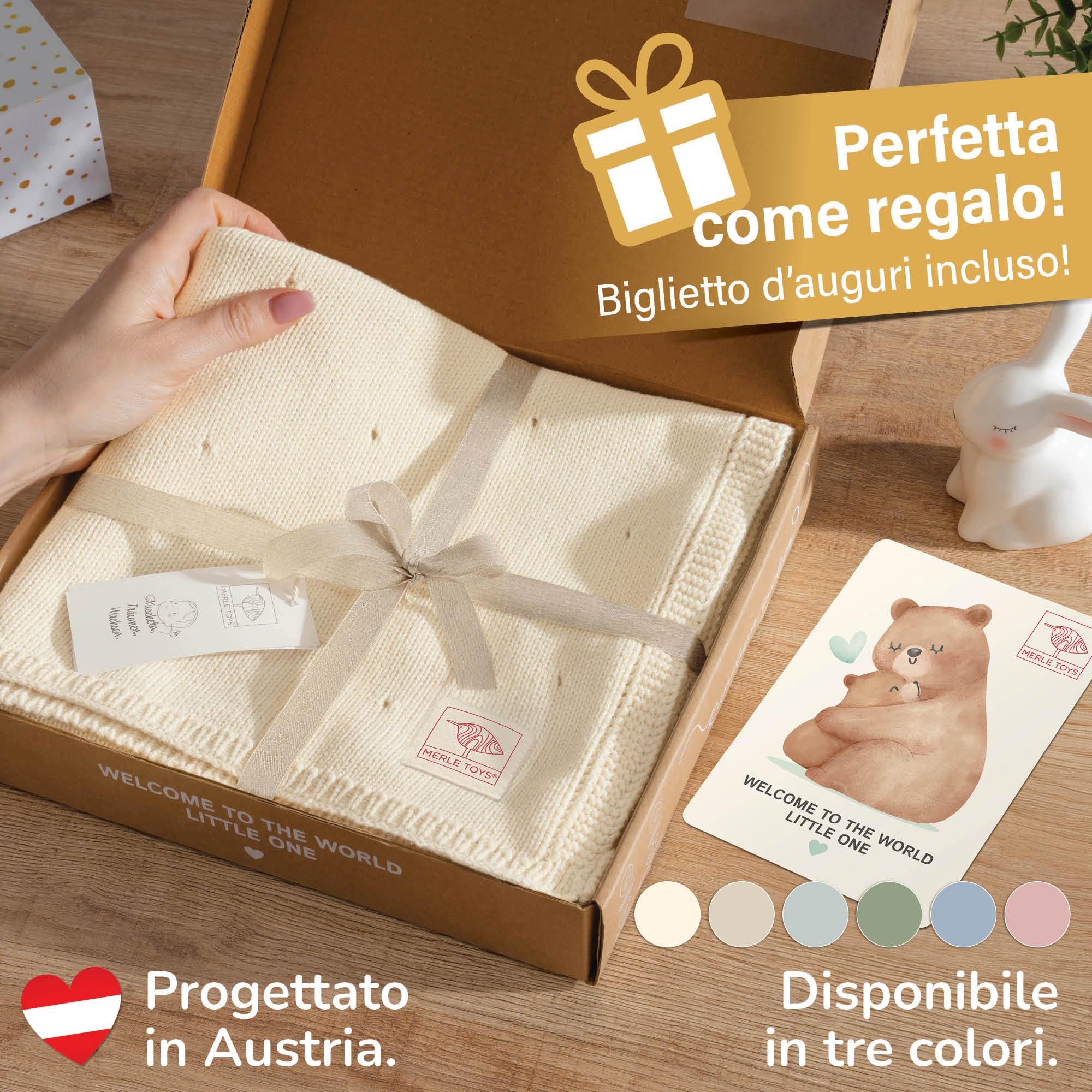 Merle Toys® Premium Coperta Cotone Neonato, 100% Biologica, Copertina Neonato Cotone Estiva e Inverno, Soprattutto Traspirante, Certificata GOTS, OEKO-TEX, Morbida e Termoregolatrice, 80x100cm, Bianco