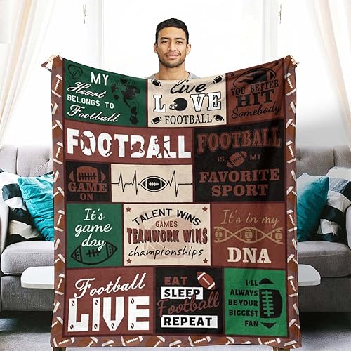 Firiseroh Manta de regalo de fútbol americano para niños, manta de fútbol americano, regalo del equipo de fútbol, manta acogedora de felpa para la
