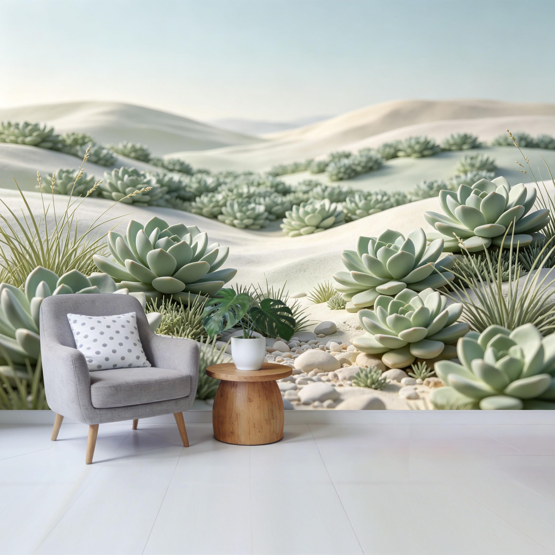 Qzlithotic Yq2605251066 Custom Size Wall Mural Minimalist Desert Succulent Sand Dunes Botanical Aesthetic Selfadhesive Wall Fabric Removable Wallpaper For Home Office Decor