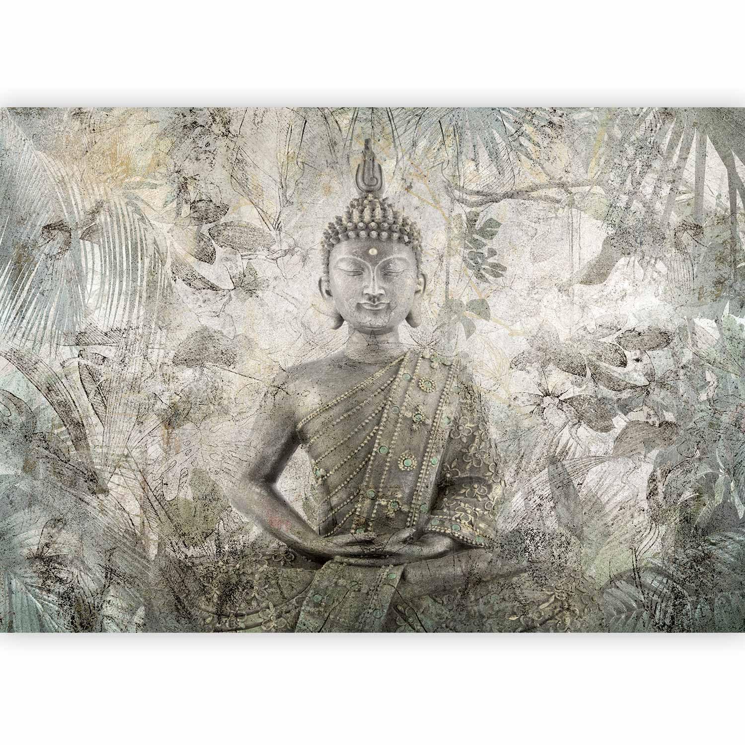 murando PREMIUM Fotomurales Buda 350x256 cm Papel pintado tejido no tejido | coración Pared corativos Murales morna Diseno Fotográfico Oriental Zen Flores Hojas