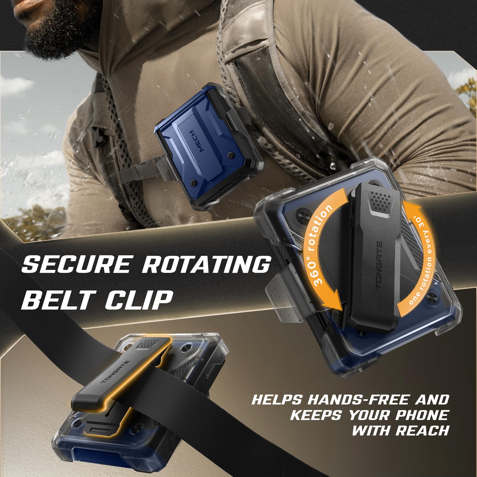 TONGATE Per Razr Custodia con supporto e clip per cintura, blu