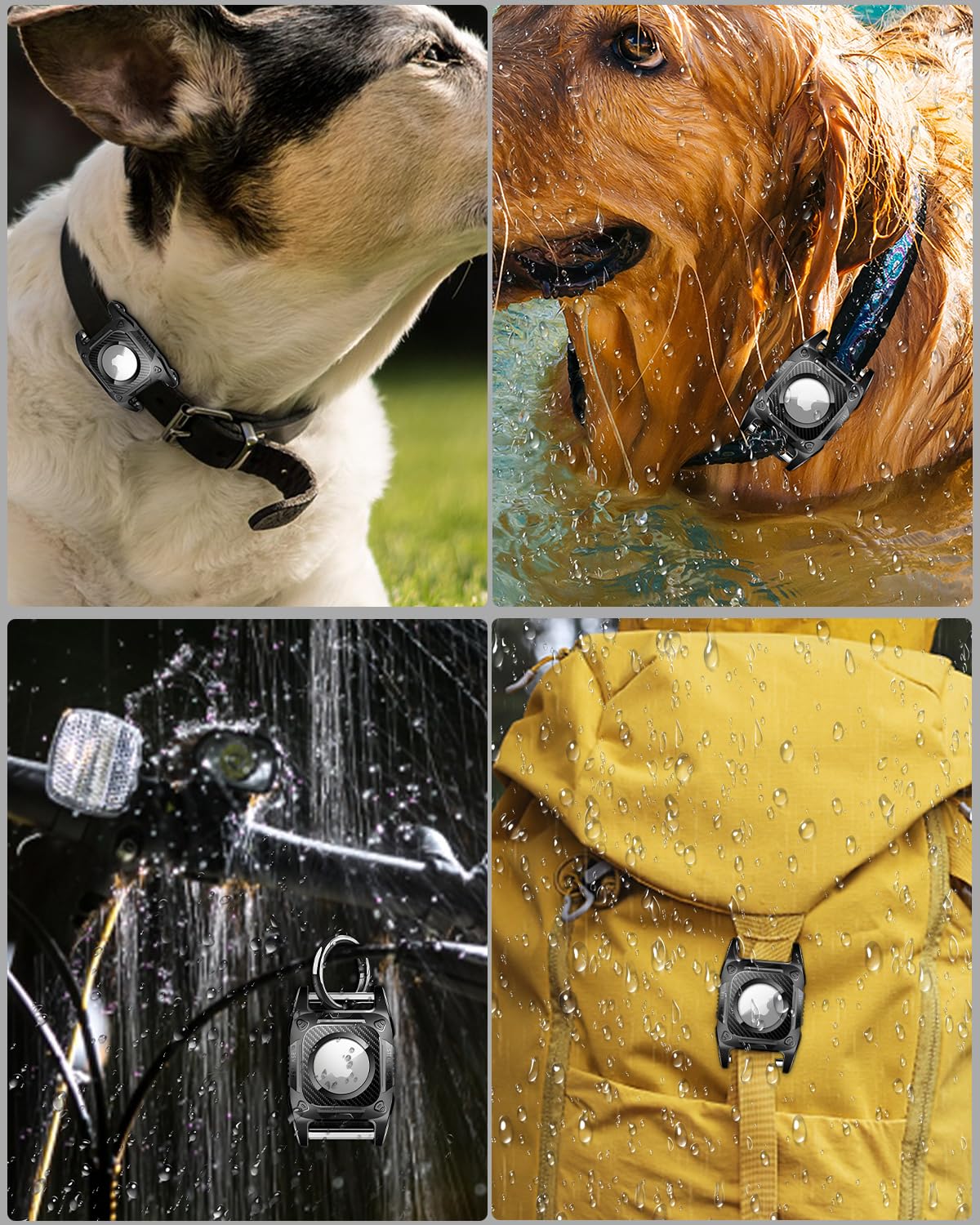 Airtag-Hundehalsband-Halter, IP68 wasserdicht, Airtag-Halterung, Airtag-Hülle für Hunde und Katzen, hartes TPU, vollständiger Schutz, abnehmbarer Metallbolzen für alle Halsbänder, kompatibel mit Apple