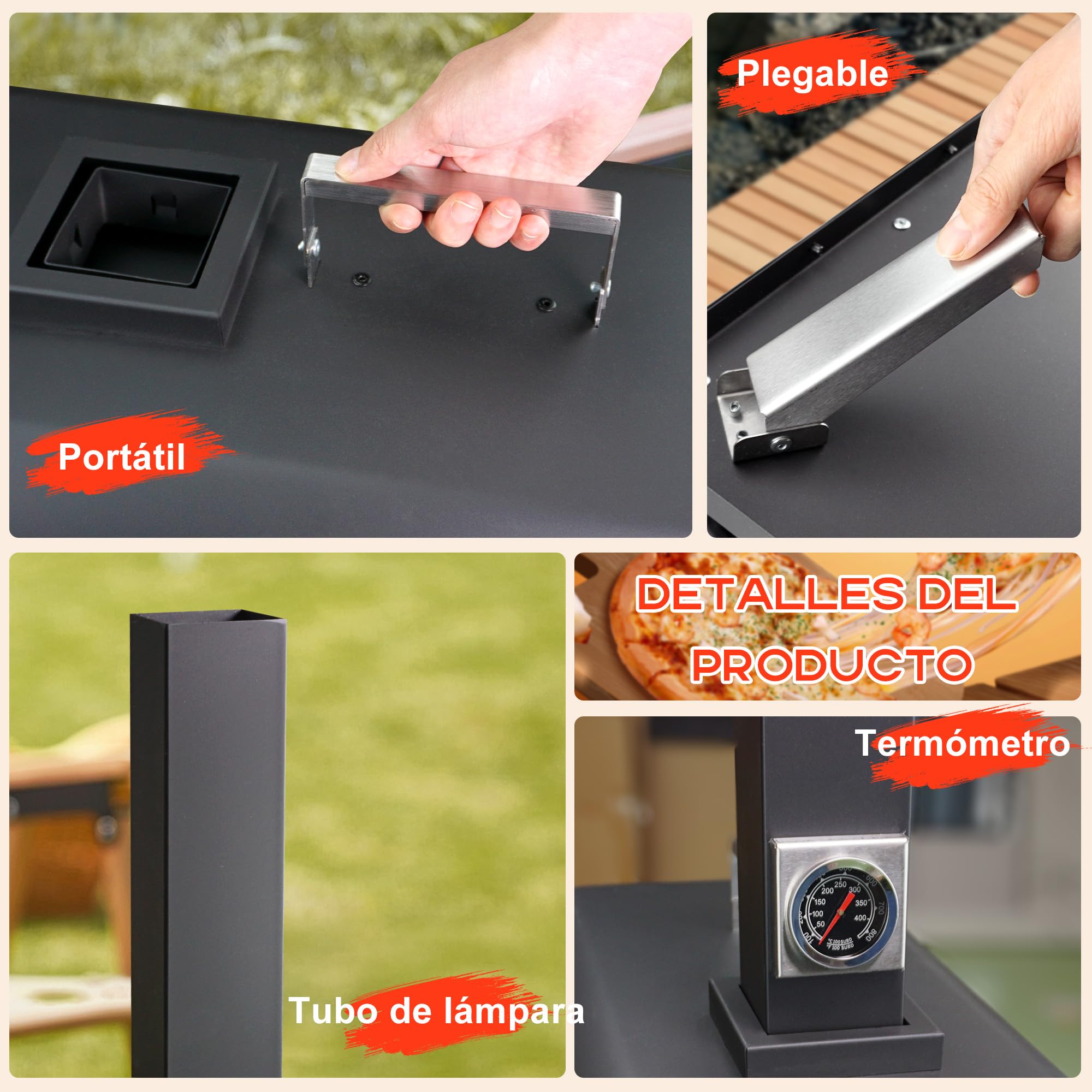 Karinear Horno para pizza Pellet, horno para pizza al aire libre con piedra para pizza, accesorios, pellets de madera Horno para pizza al aire libre de 12 pulgadas para jardín, exteriores, camping