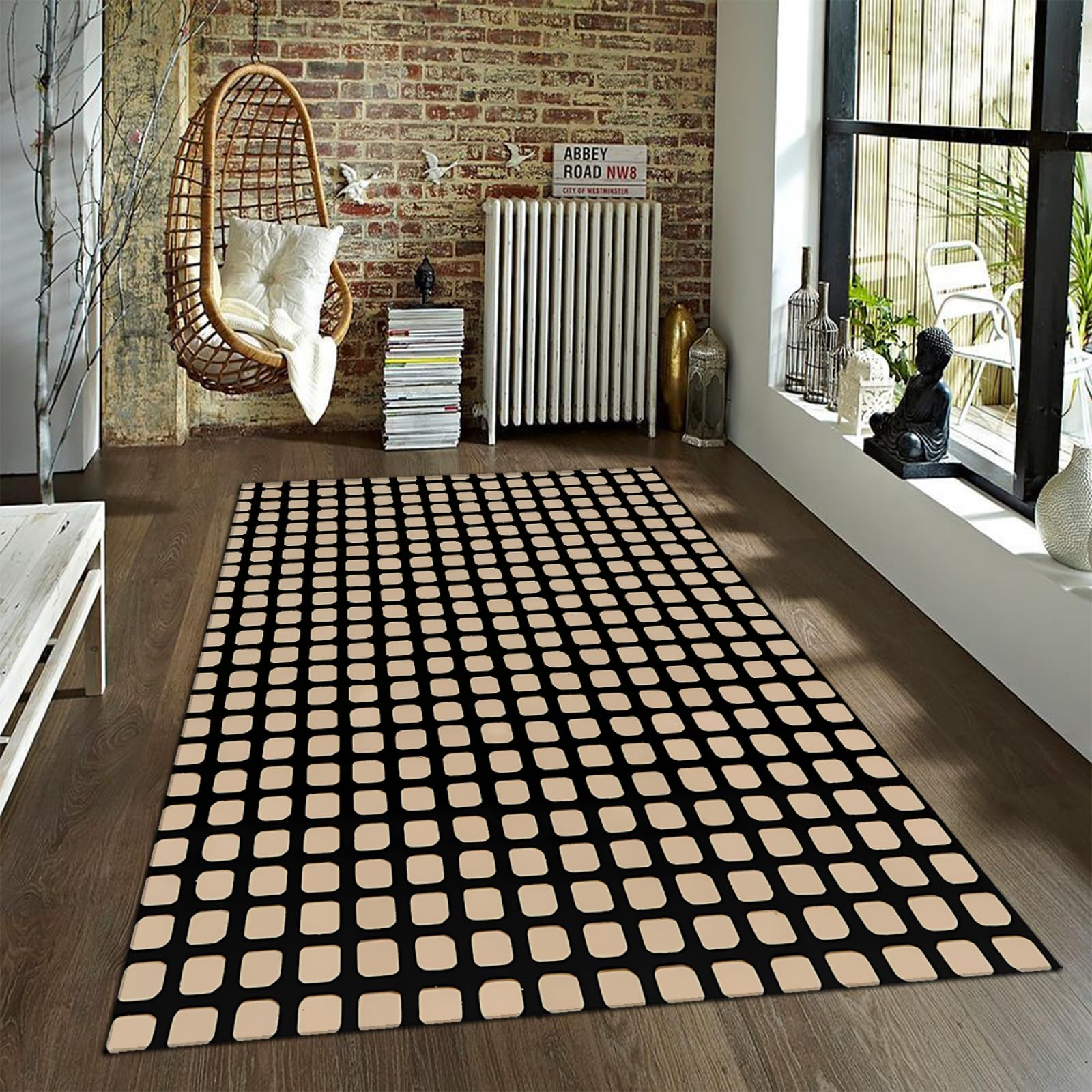 Minimalizm, niskie runo, duży dywan do salonu, stylowy i geometryczny, nadający się do prania, składany dywan do sypialni lub maty kuchennej, 180 x 200 cm