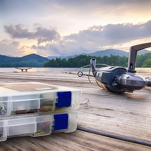 Miniatura 7 de OSAGE RIVER Caja mediana de aparejos de pesca, 10.9 x 7.25 pulgadas, caja organizadora de plástico transparente con divisores ajustables, bandeja de