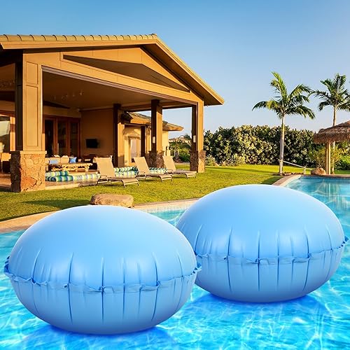 Hungdao 2 almohadas de aire de piscina para cubiertas de piscina de invierno sobre el suelo, 4 x 4 pies, accesorios de natación redondos para cerrar