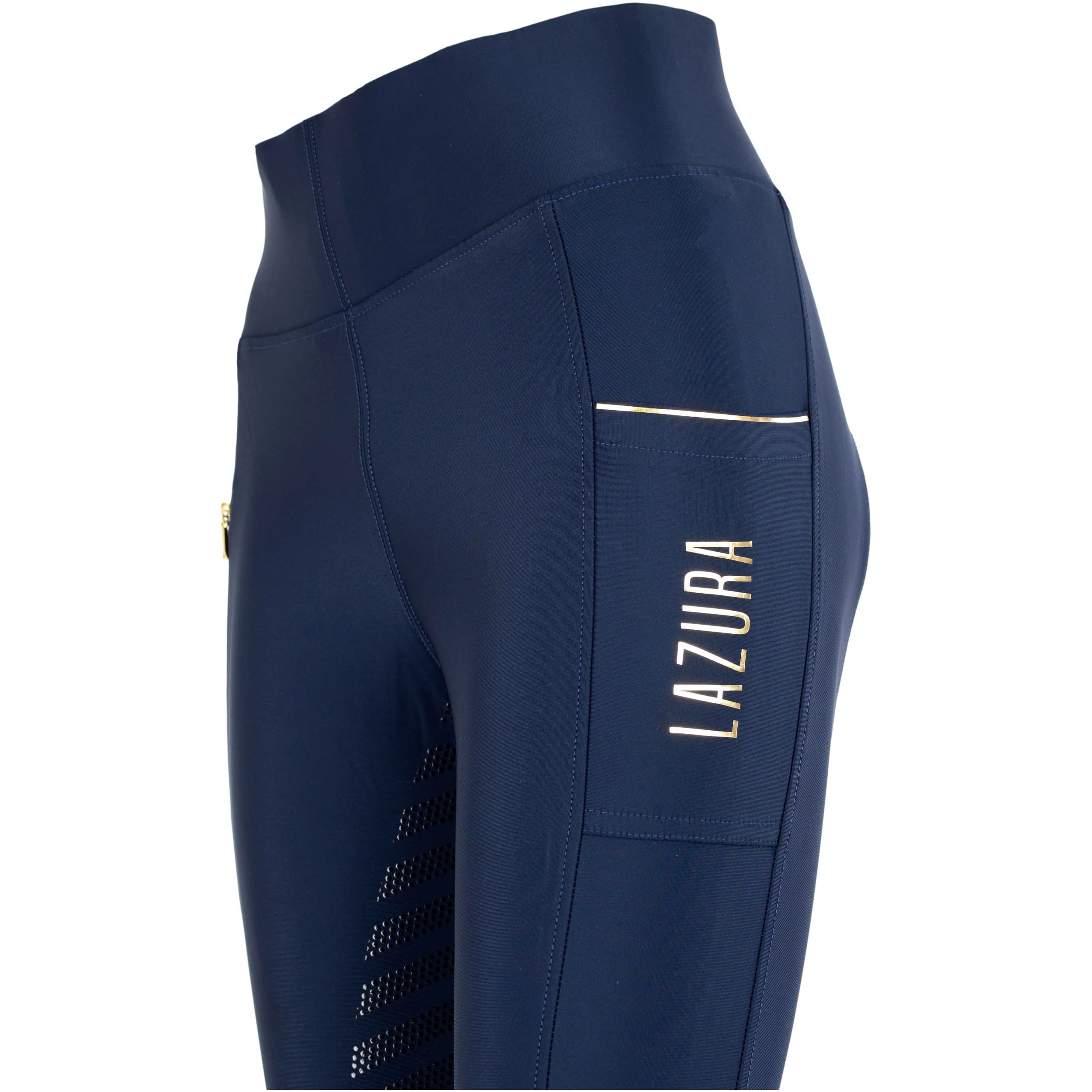 Lazura - Reitleggings für Damen Fenja | Vollbesatz aus Silikon | Reithose mit 2 seitlichen Handytaschen | Vollbesatzreithose in Navy | Reitbekleidung in Größe 36/38 | Vollbesatz aus Silikon – Reithose mit 2 seitlichen Handytaschen – Vollbesatzreithose – R