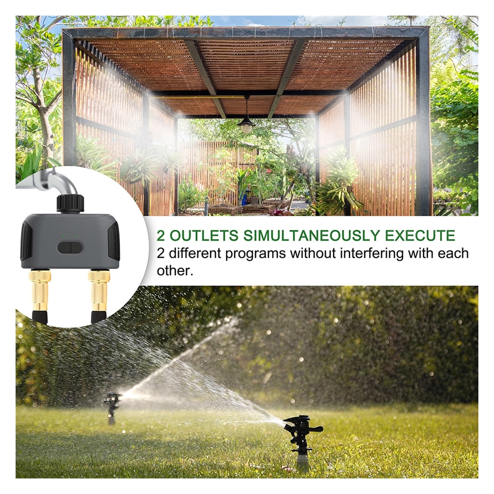 WIFI Podlewanie Ogrodu Timery 2 Wylot Inteligentny Zraszacz Kontroler Nawadniania Kropelkowego Zawór Wody Opóźnienie Deszczu Programowalne Kontrolery OszczęDność Wody(2PCS Timers-HUB)