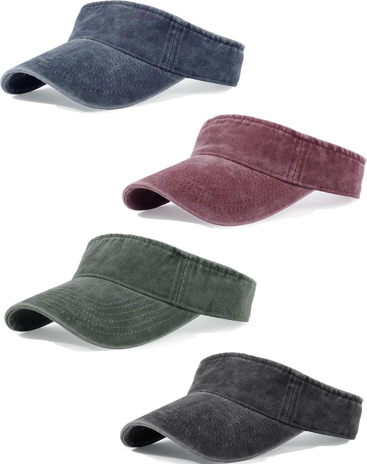 3 Pack Sun Visors for Women Men Cooling Lightweight Sports Sun Hats Adjustable Twill Cotton Run Visor