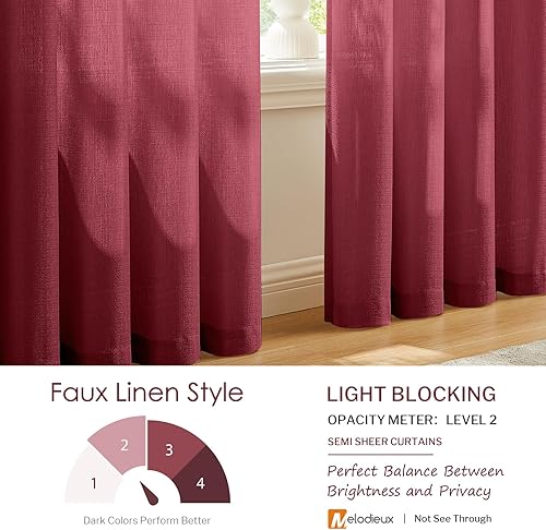 Miniatura 4 de Melodieux - Cortinas semitransparentes para sala de estar, dormitorio, cortinas de gasa