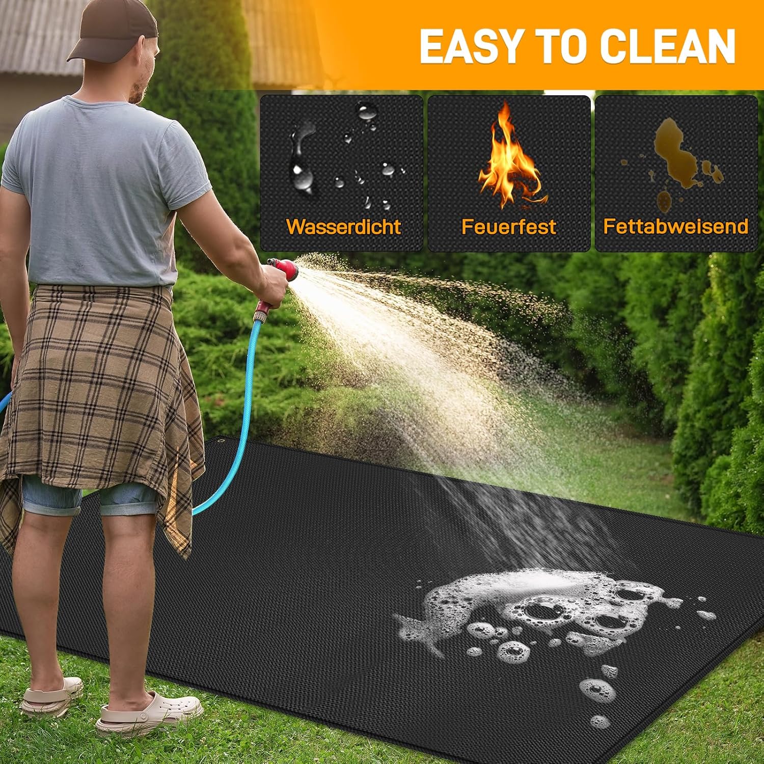 TOHONFOO 70 x 48 in Under Grill Mat Compatible with Blackstone 28in & 36in Griddle - Fireproof BBQ Mats for Grilling to Protect the Deck, Patio, Pavers - Griddle Mat Compatible with Blackstone - 1mm