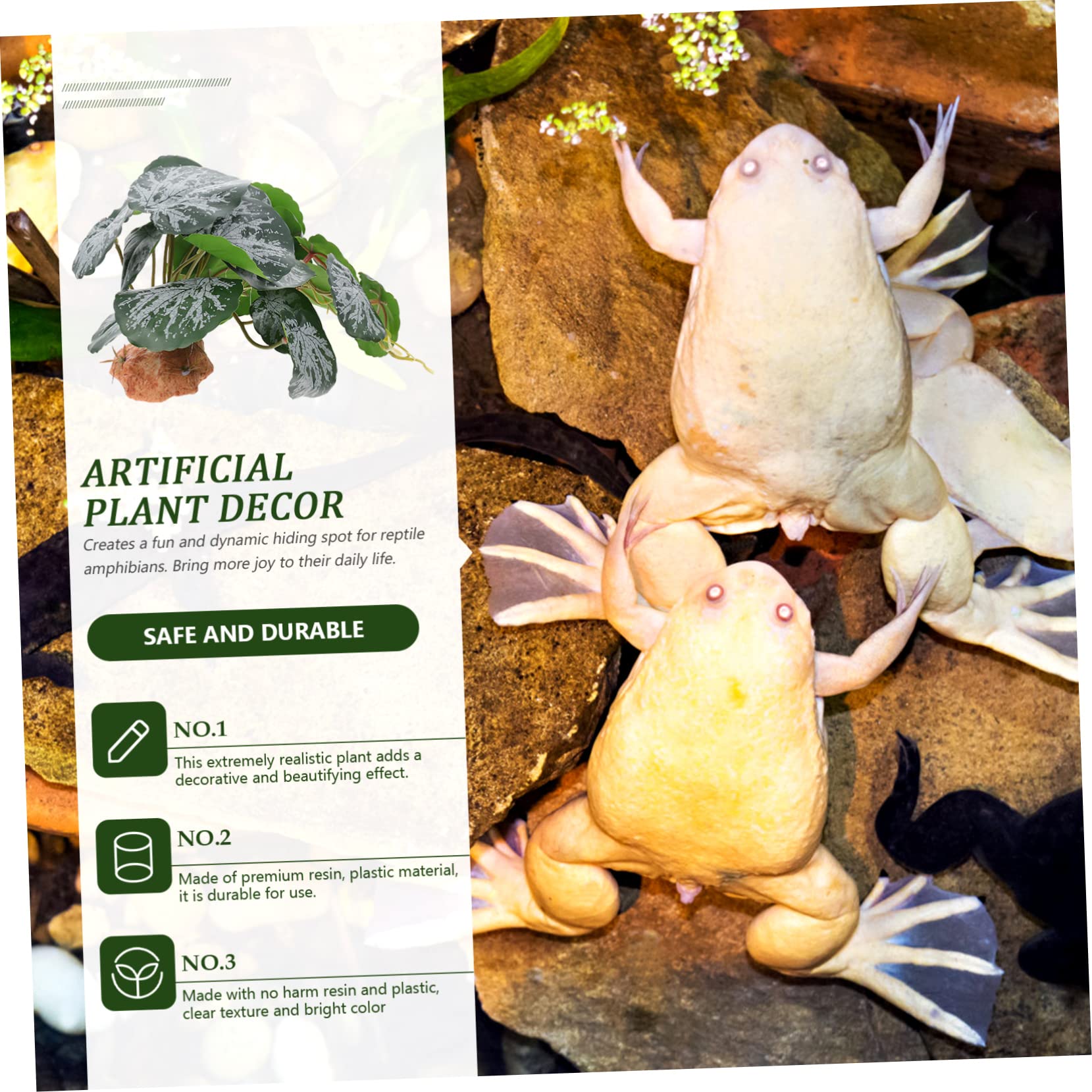 minkissy 3pezzi Decorazione Per Terrario Con Piante Artificiali Accessori Per Rettili Simulazione Realistica Di Piante Verdi Per Habitat Di Tartarughe Lucertole e Altri Animali Effetto