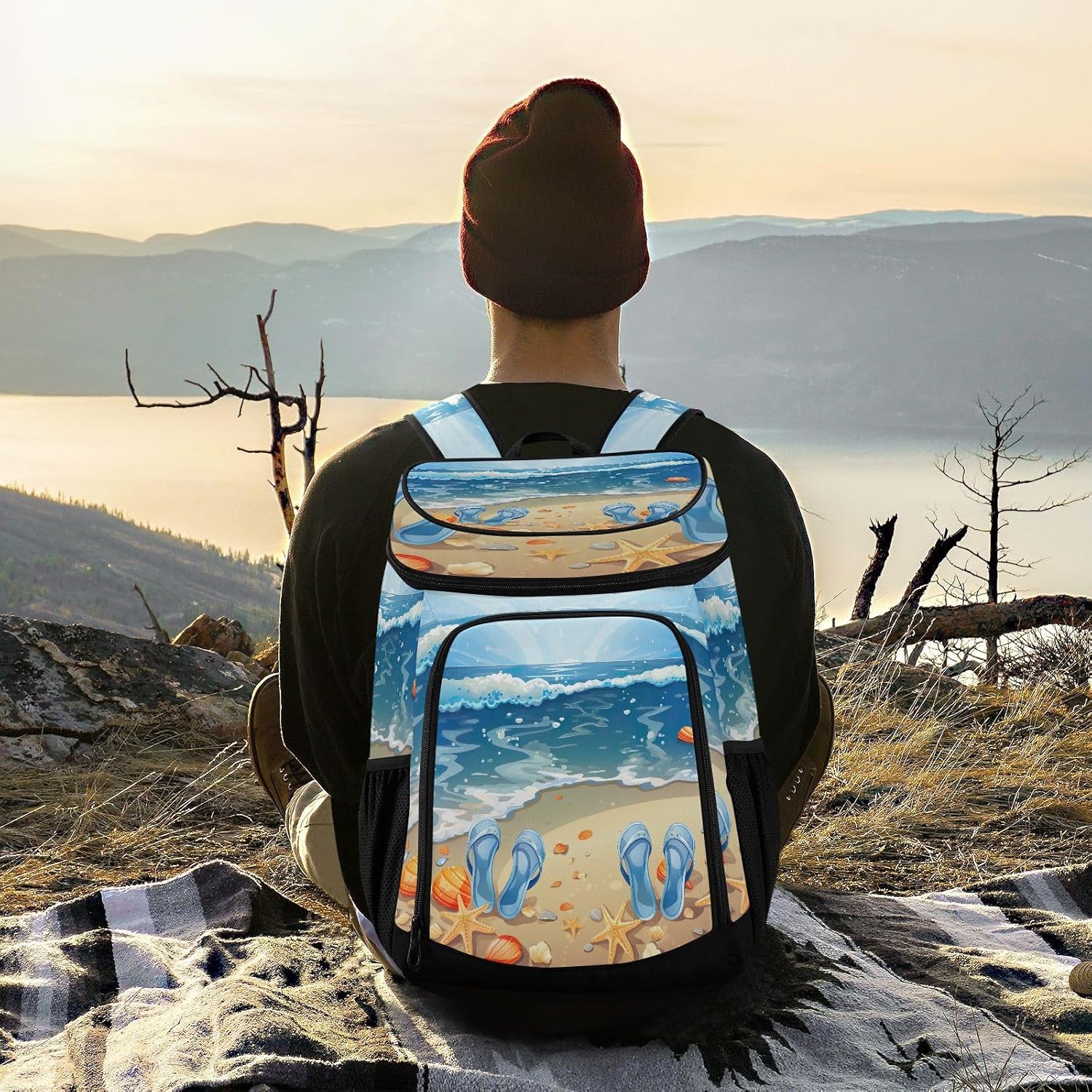 Beach Cooler Backpack 36 Cans Leakproof Waterproof Backpack Cooler Bag Beach Accessories Travel Camping Fishing Backpack for Women Men