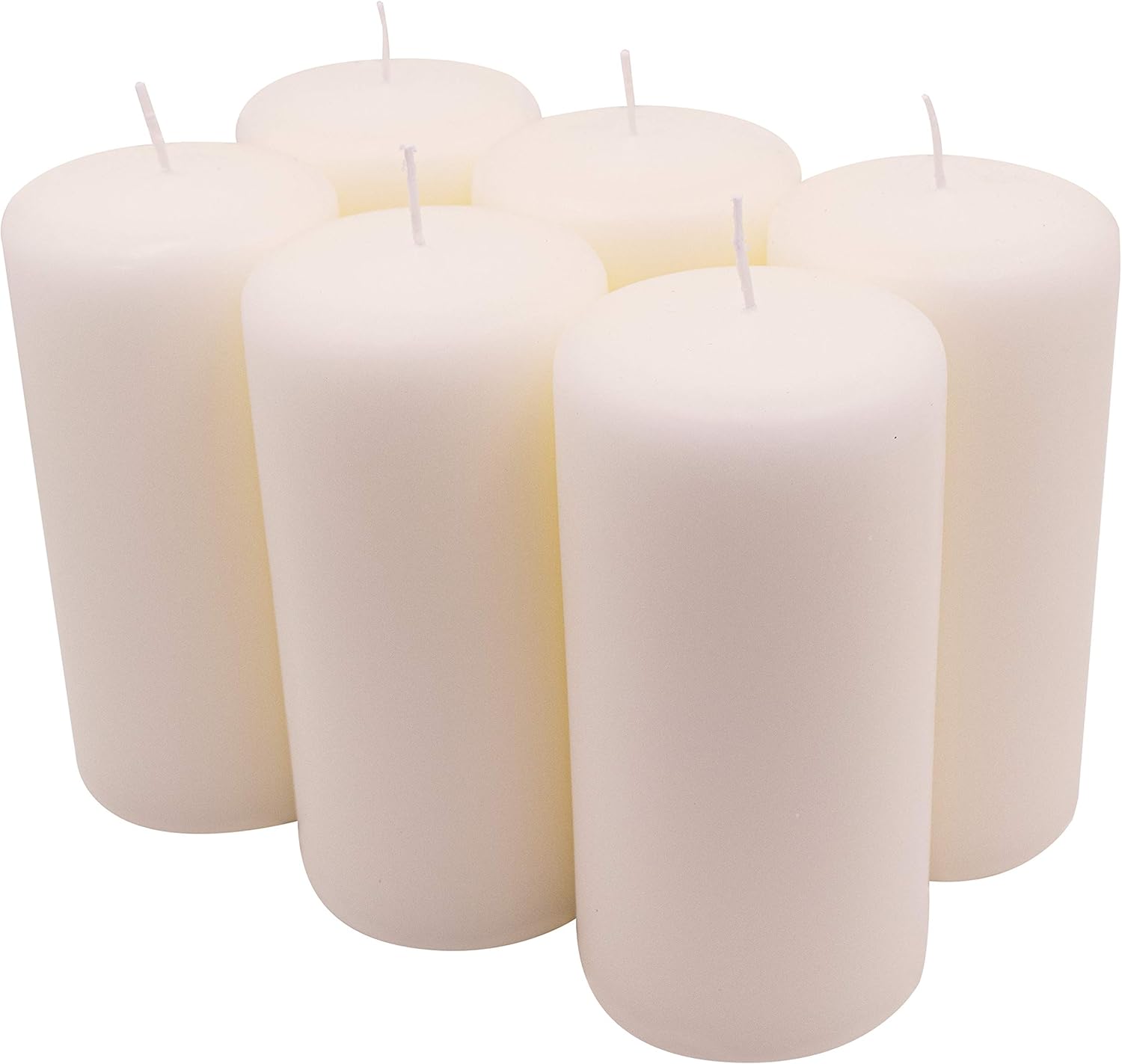 6 Ivory Pillar Candles, 3x6 in Tall Plain Large Unscented
