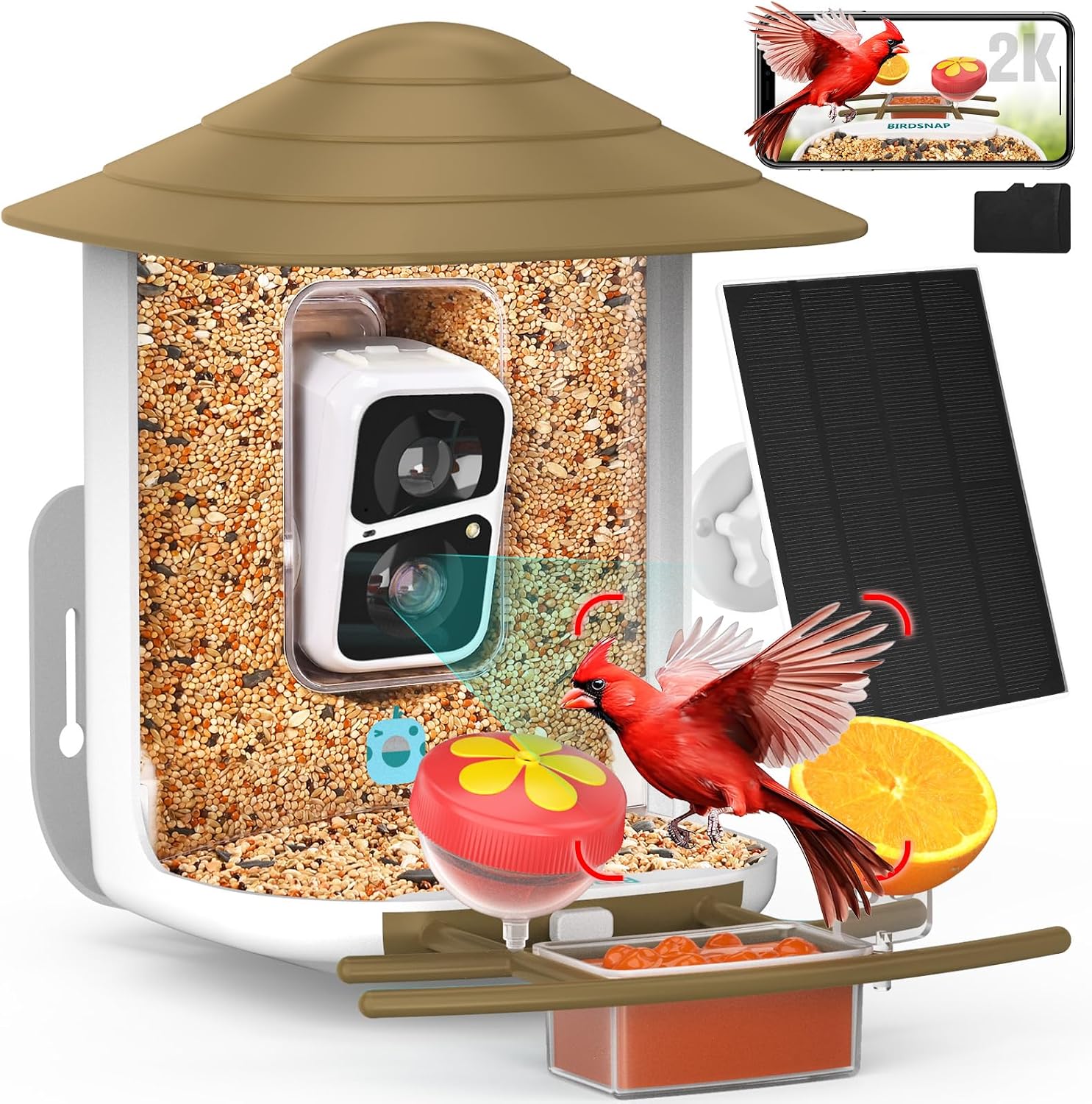 birdsnap® TUC Bird Feeder with Camera Solar Powered 2K Video with 32GB Card