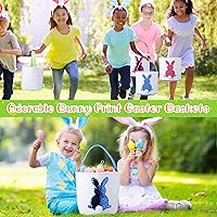 Vista 3 de Saintrygo 6 bolsas de lona para niños, cesta de caza de huevos de Pascua con asa, bolsas de regalo, cubo de transporte (color vivo, estilo elegante)