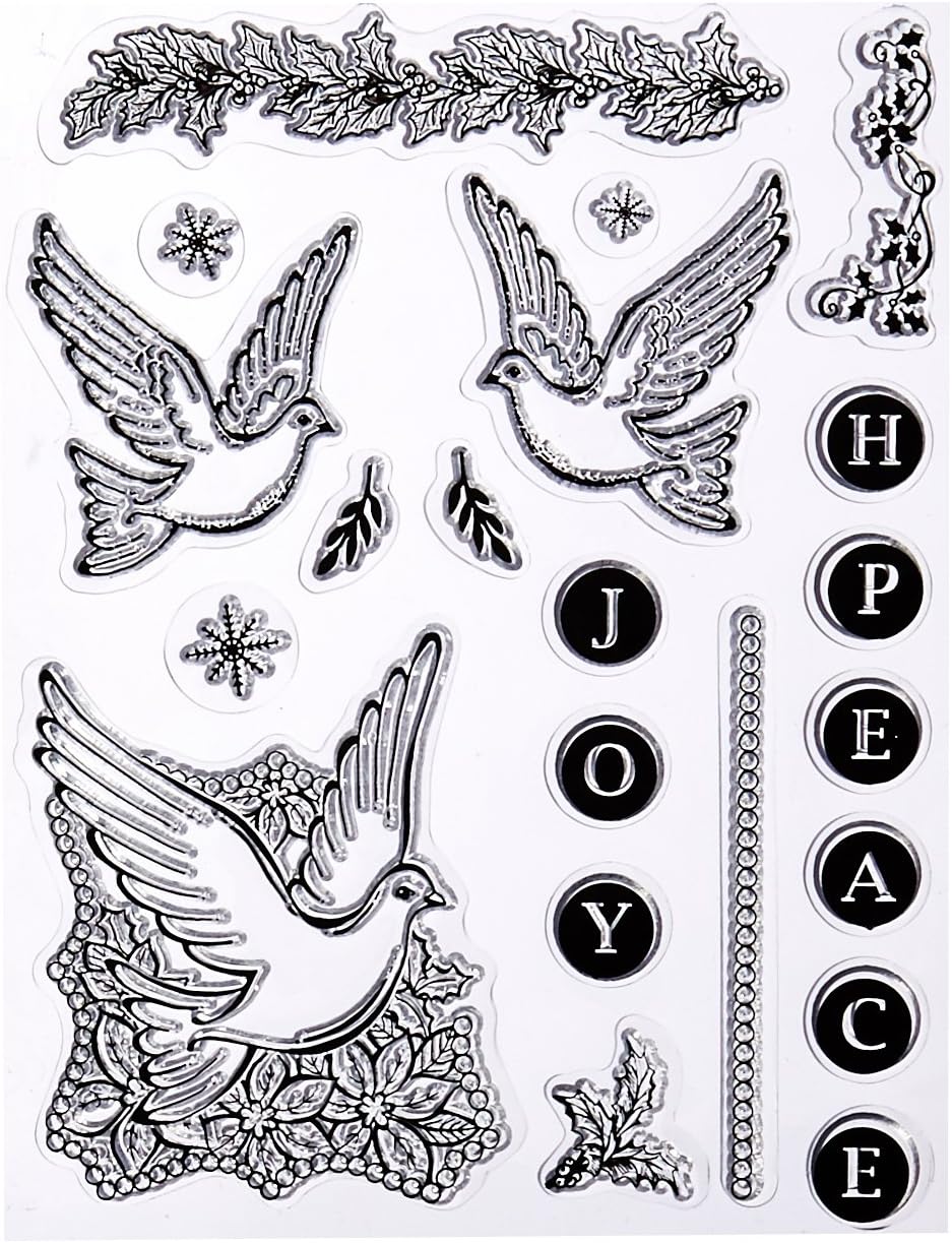 ペニー ブラック クリア スタンプ 5"X6.5"シート平和 ＆ ジョイ