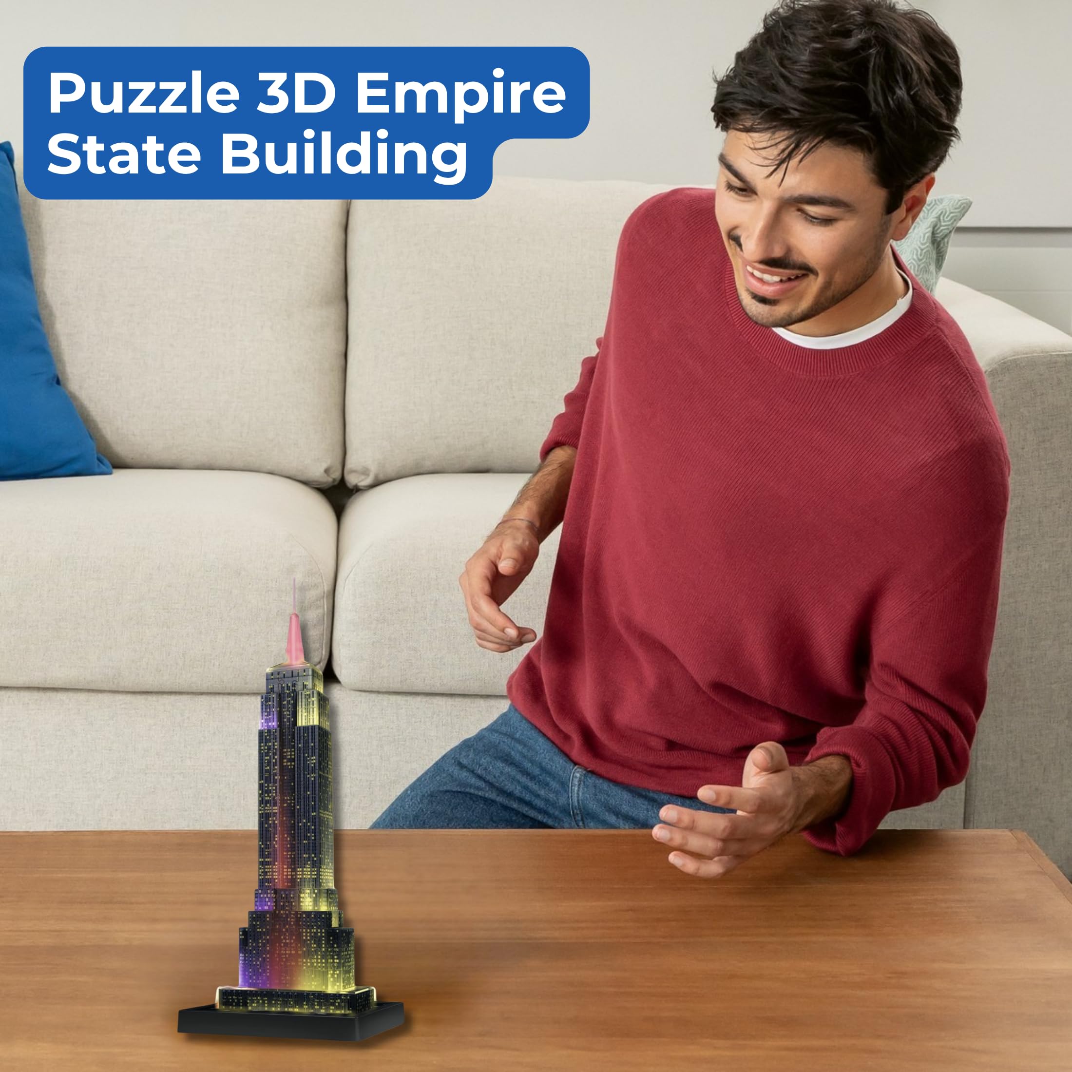 Ravensburger - Puzzle 3D Empire State Building Notturno LED, 228 Pezzi
