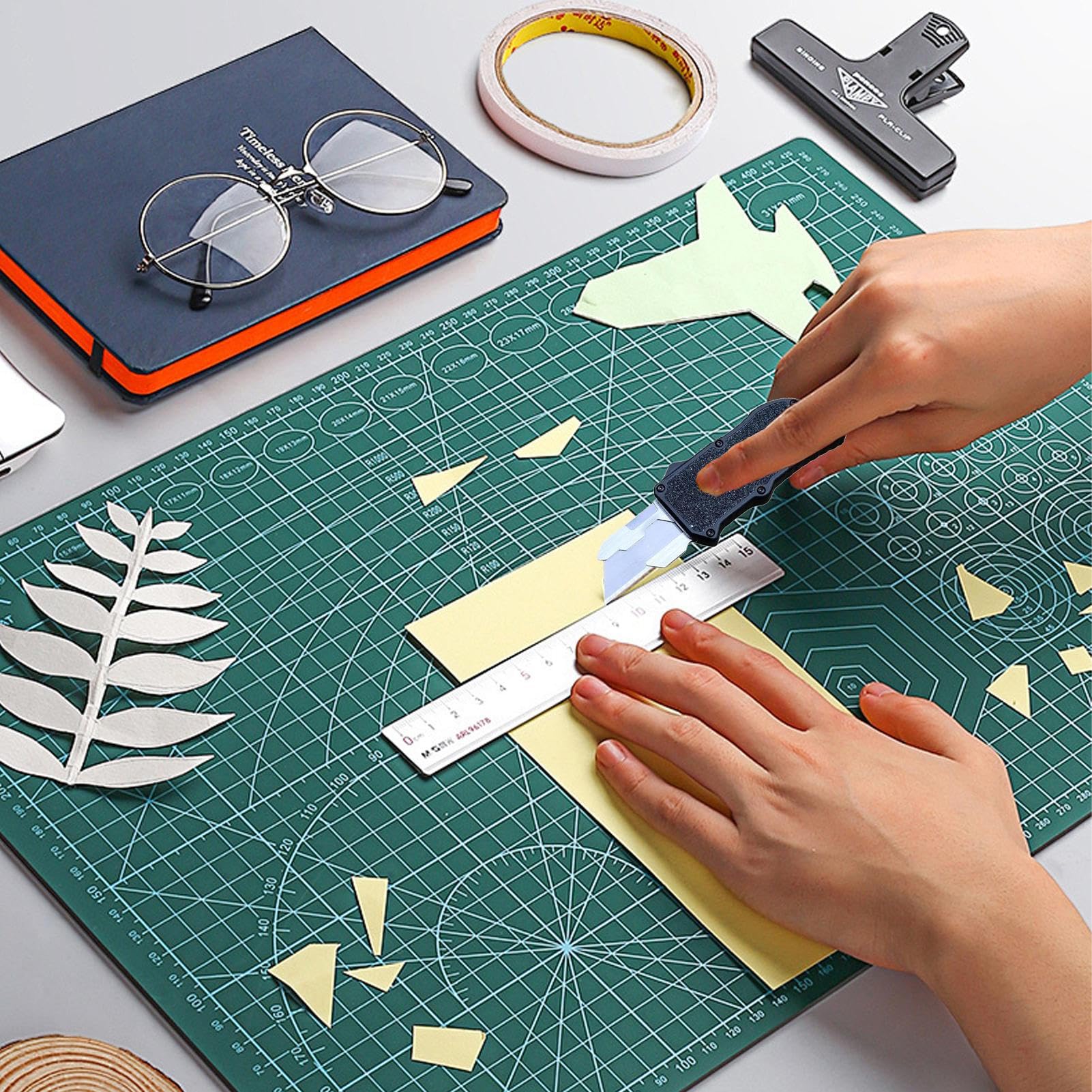 Utility Cutter Tool, Utility Cutter para artistas, cortador de boxeo retráctil ergonómico | Suministros de corte de manualidades, artículos de papelería multiusos para alfombras, falda de hojas