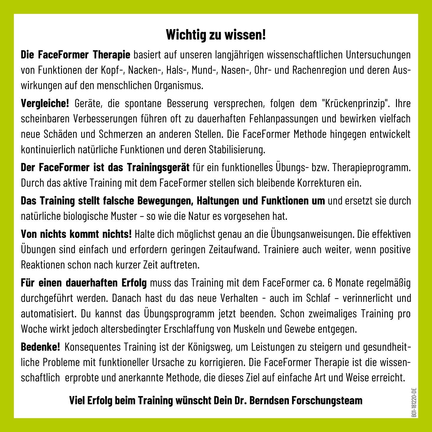 FaceFormer ONE blue • Trainings-App kostenlos • Ursächlich wirksam bei Schnarchen, Schlaf-Apnoe, Schlafstörungen, CMD, Zähneknirschen, Schmerzen an Kiefer und Nacken • Original Dr. Berndsen
