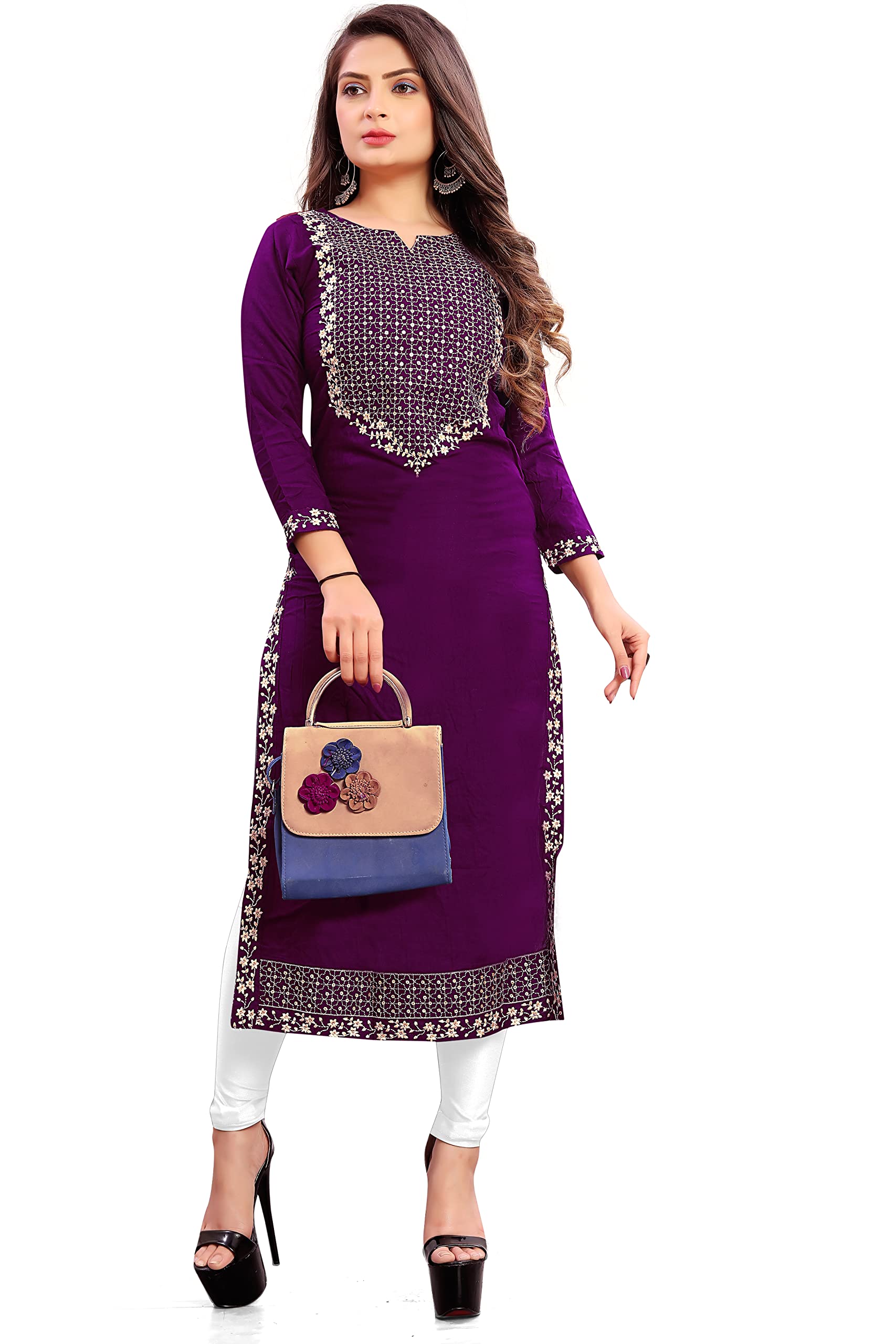 KrazzyKudy Women's Rayon Embroidered Straight Kurta Under 499 Attractive Designer Look Women's Kurta