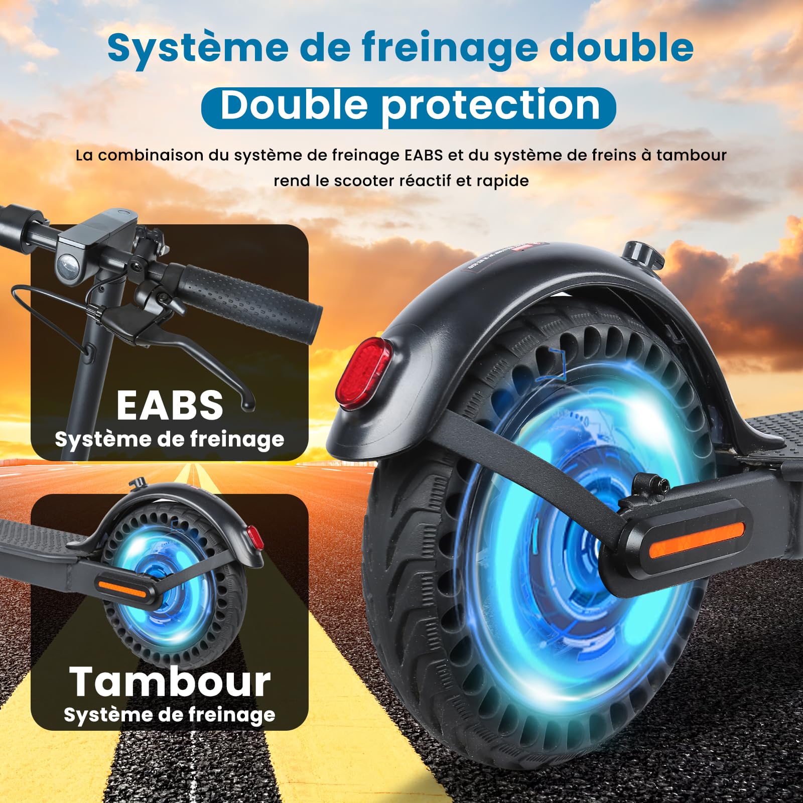 Trottinette Electrique, Moteur 500W/25KM/H, Autonomie de 20 km, Batterie 36V 5.2AH, 8.5'' Pneu Anti-crevaison, Trottinette Électriques Adulte Pliable, avec Double Frein, APP