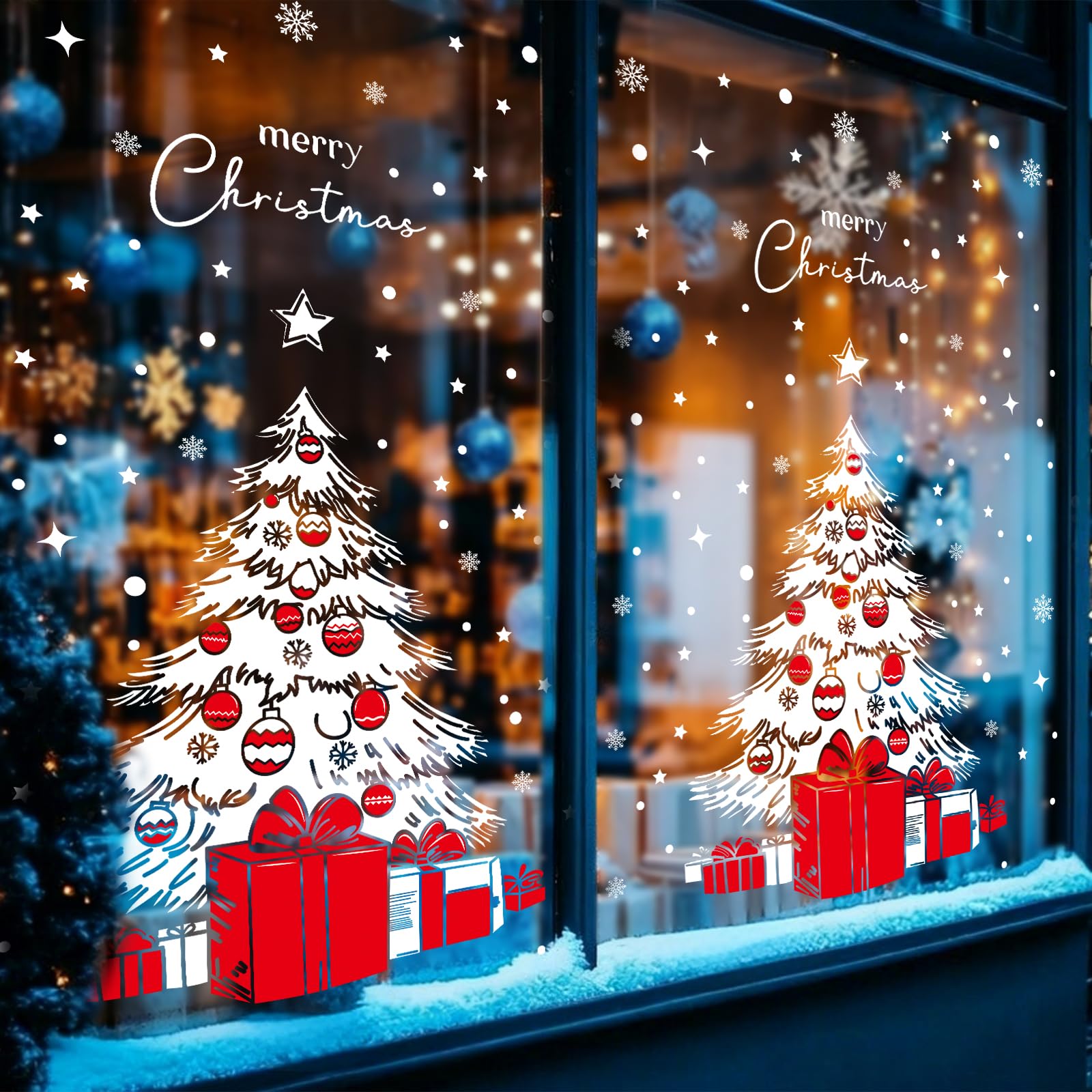 Stickers Noel Fenetre De Sapin De Noël XXL 60 91cm, 190Pcs