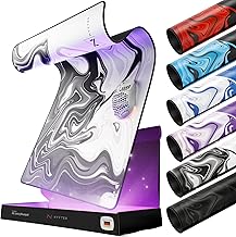 XXL Gaming Mouse Mat Nyfter Nyfpad, 900 x 500 mm Mouse Mat, Liquid Design, Stitched Edges, Premium Mouse Mat (White-Black)