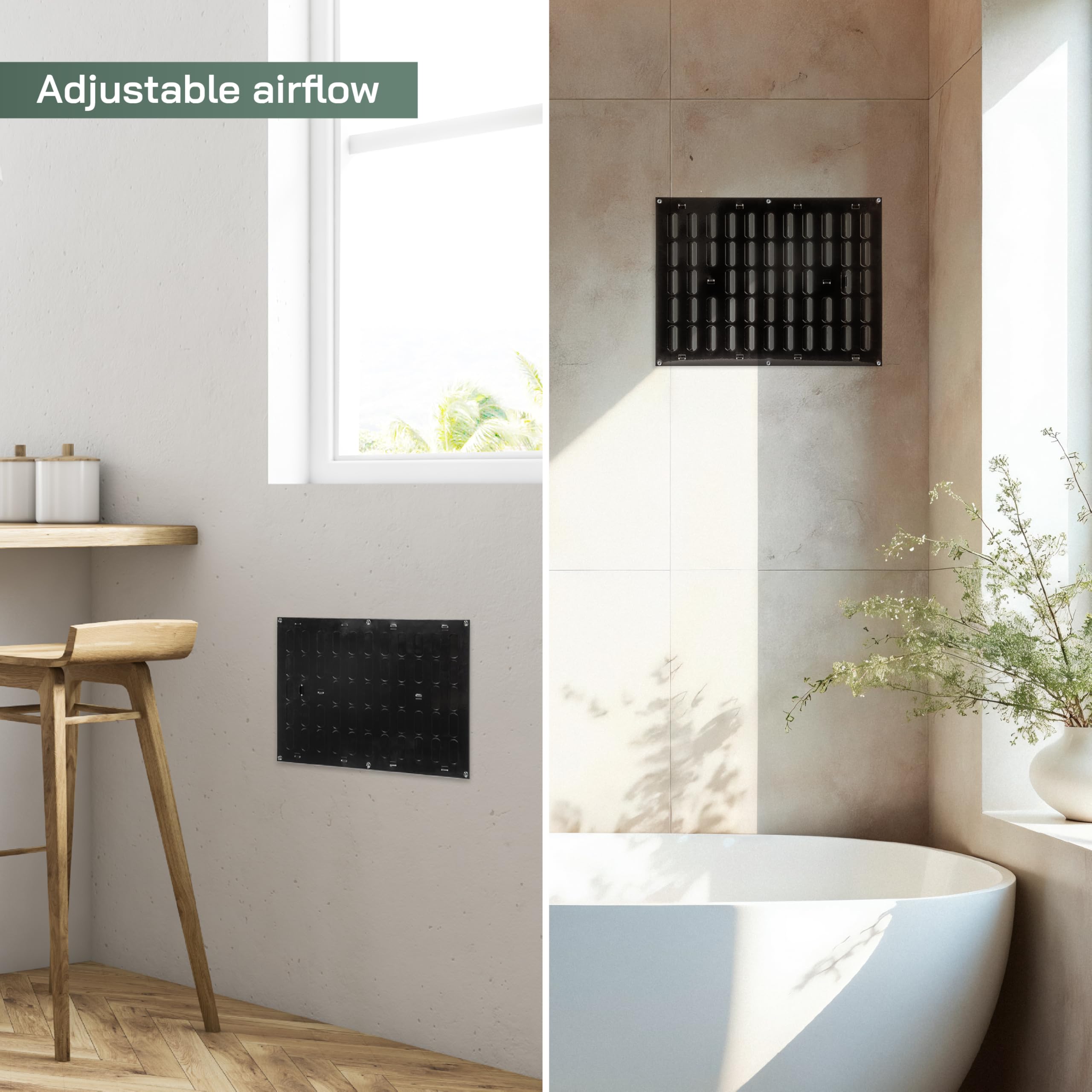 Vent Systems 400 x 300 mm / 16" x 12" Inch Vent Cover, Black Adjustable Metal Grill Cover, Air Supply Ventilation - Image 3