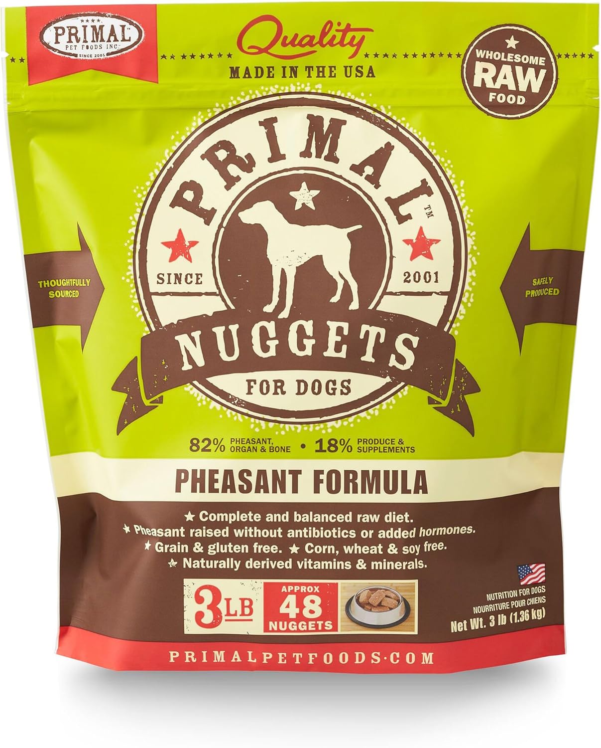 Primal Pet Foods 850040 Canine Pheasant Nuggets, 3Pound