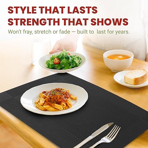 Miniatura 2 de Juego de 4 manteles individuales para mesa de comedor, fácil cuidado, juego de una mesa elegante y acogedora, y duradero, antideslizante, resistente